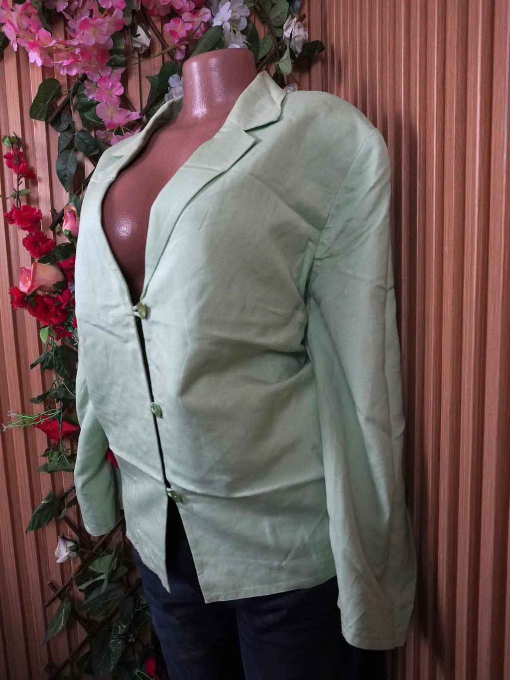 Veste blazer pour femme couleur bleu trois boutons-XXL