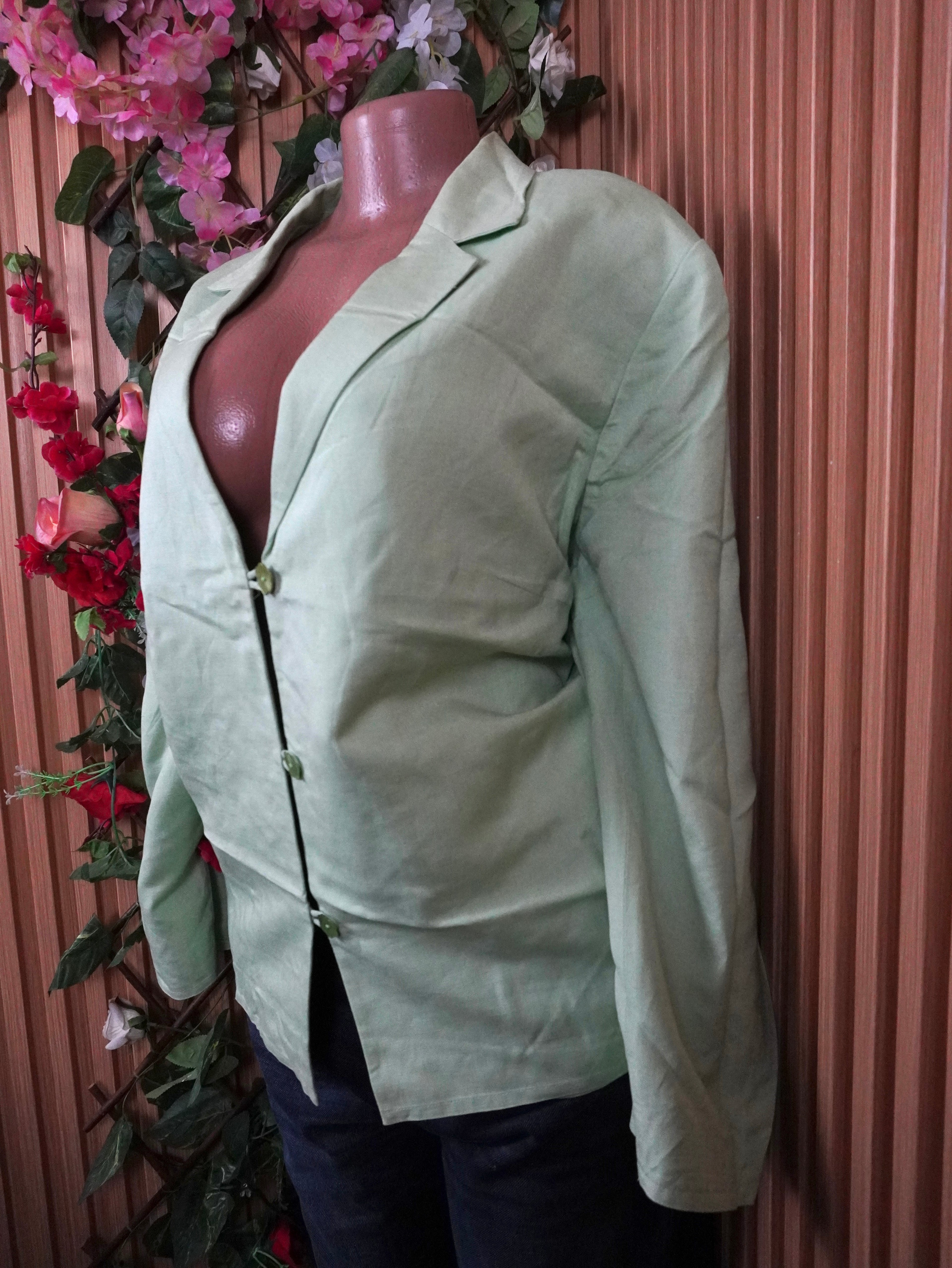 Veste blazer pour femme couleur bleu trois boutons-XXL