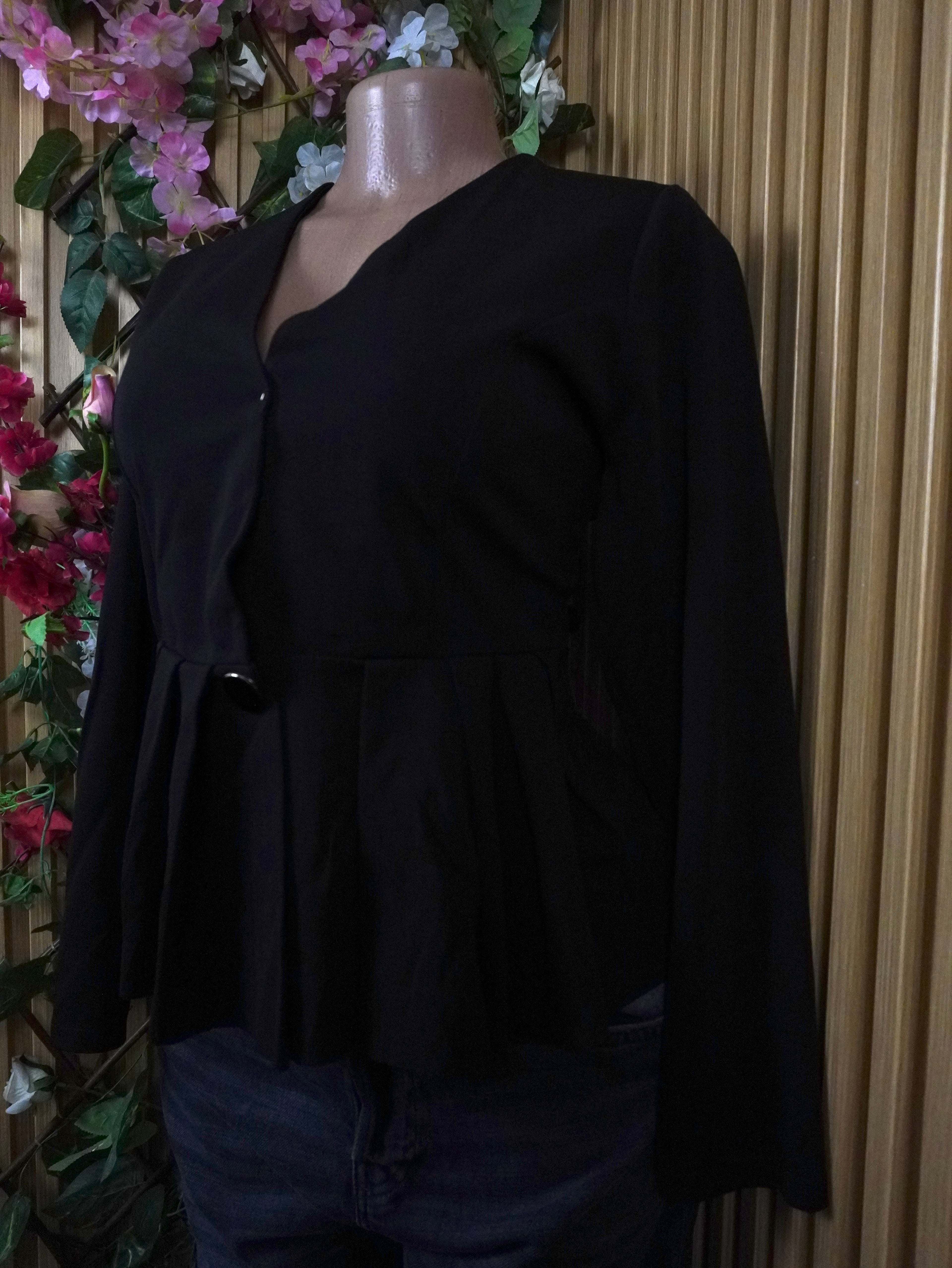 Veste blazer pour femme couleur noir plissé-L