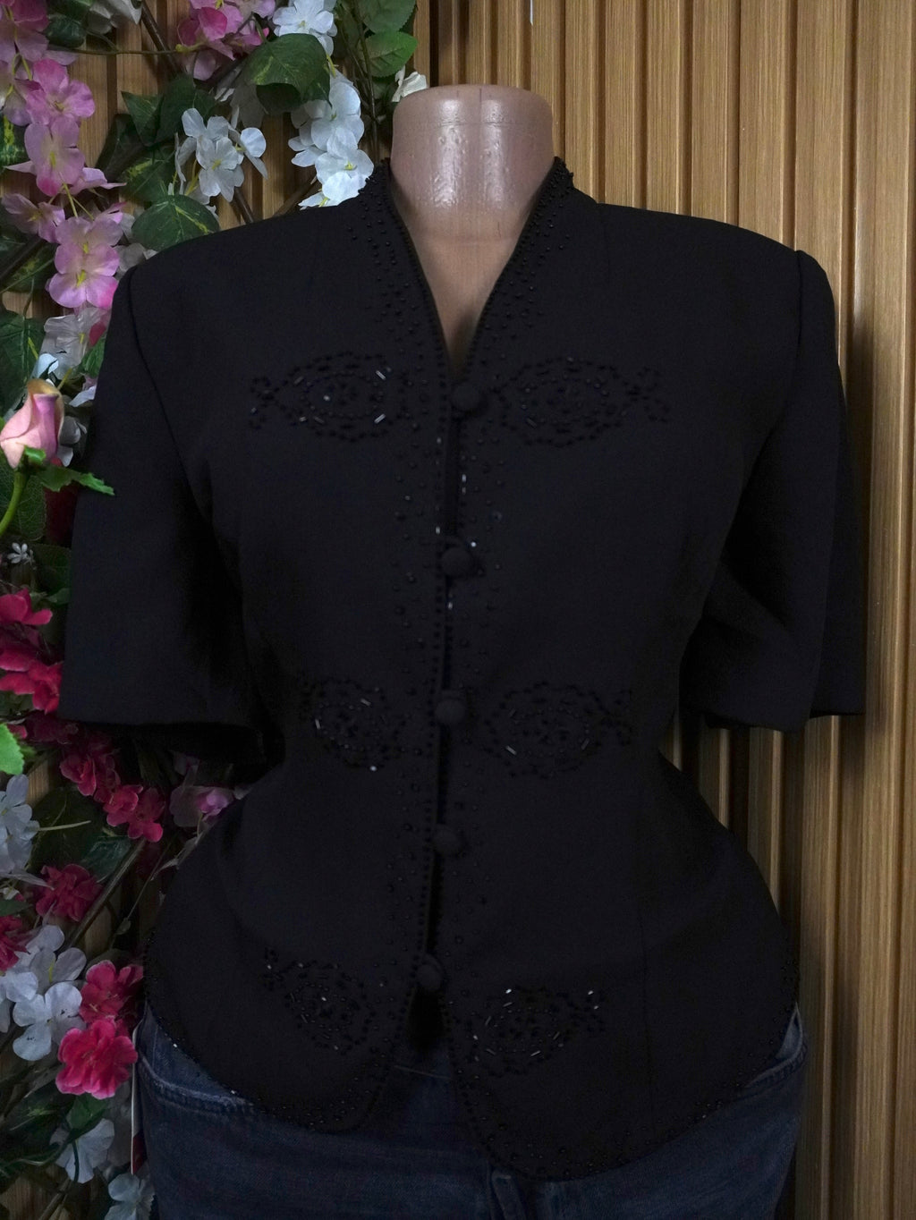 Veste blazer pour femme couleur noir cinq bouton-L