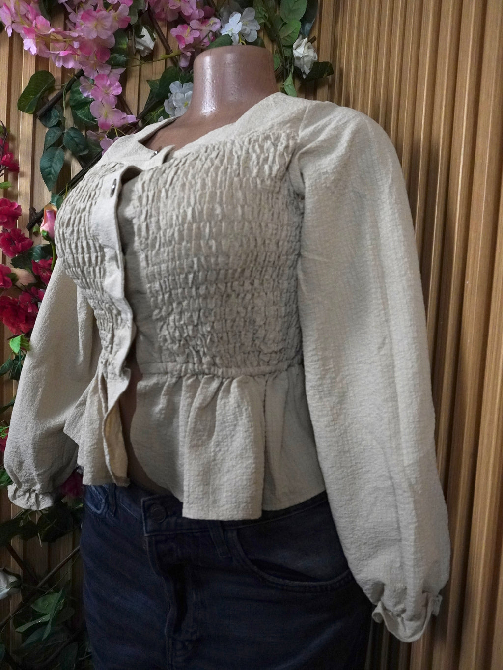 Veste blazer pour femme plisée quatres boutons-S