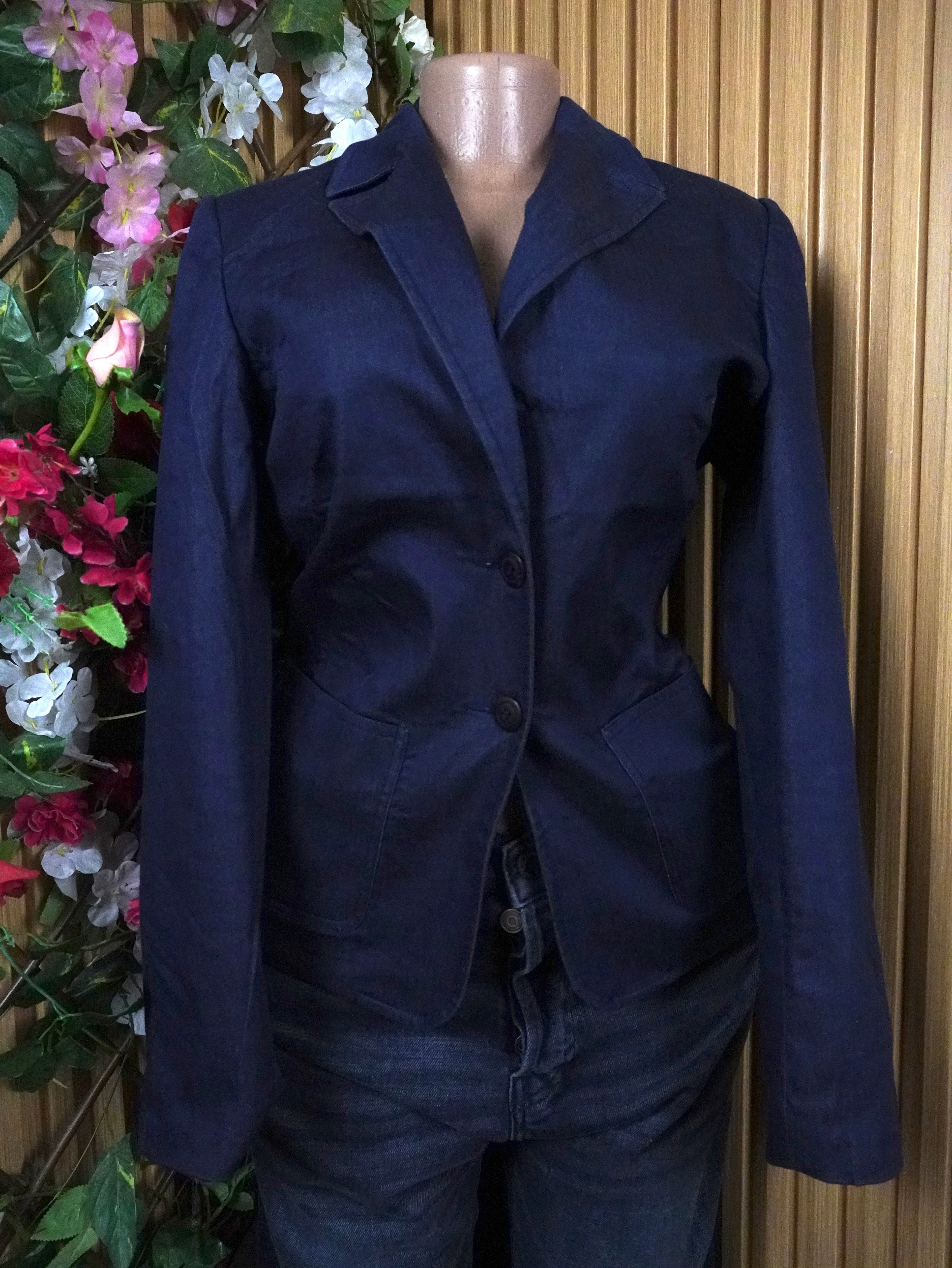 Veste blazer pour femme couleur bleu deux boutons-M