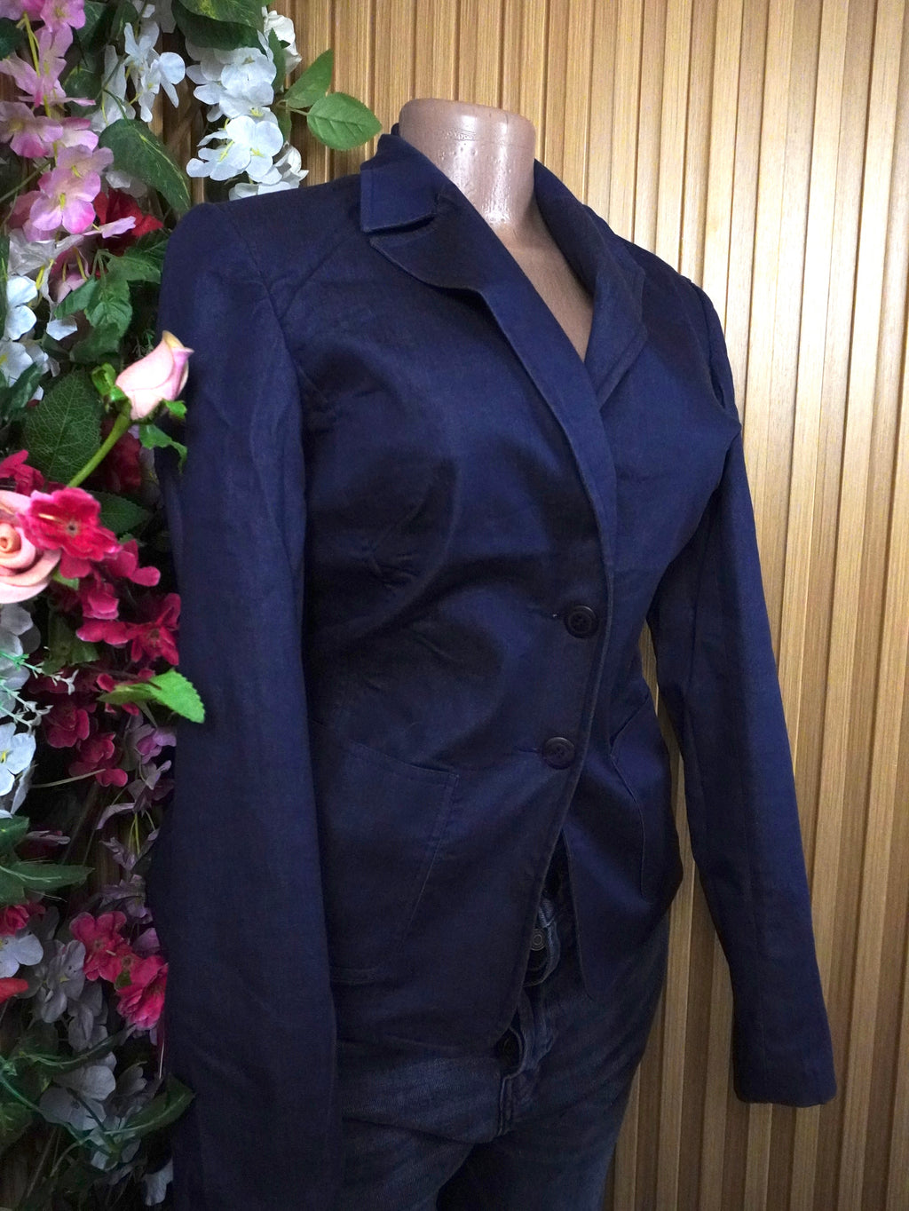 Veste blazer pour femme couleur bleu deux boutons-M