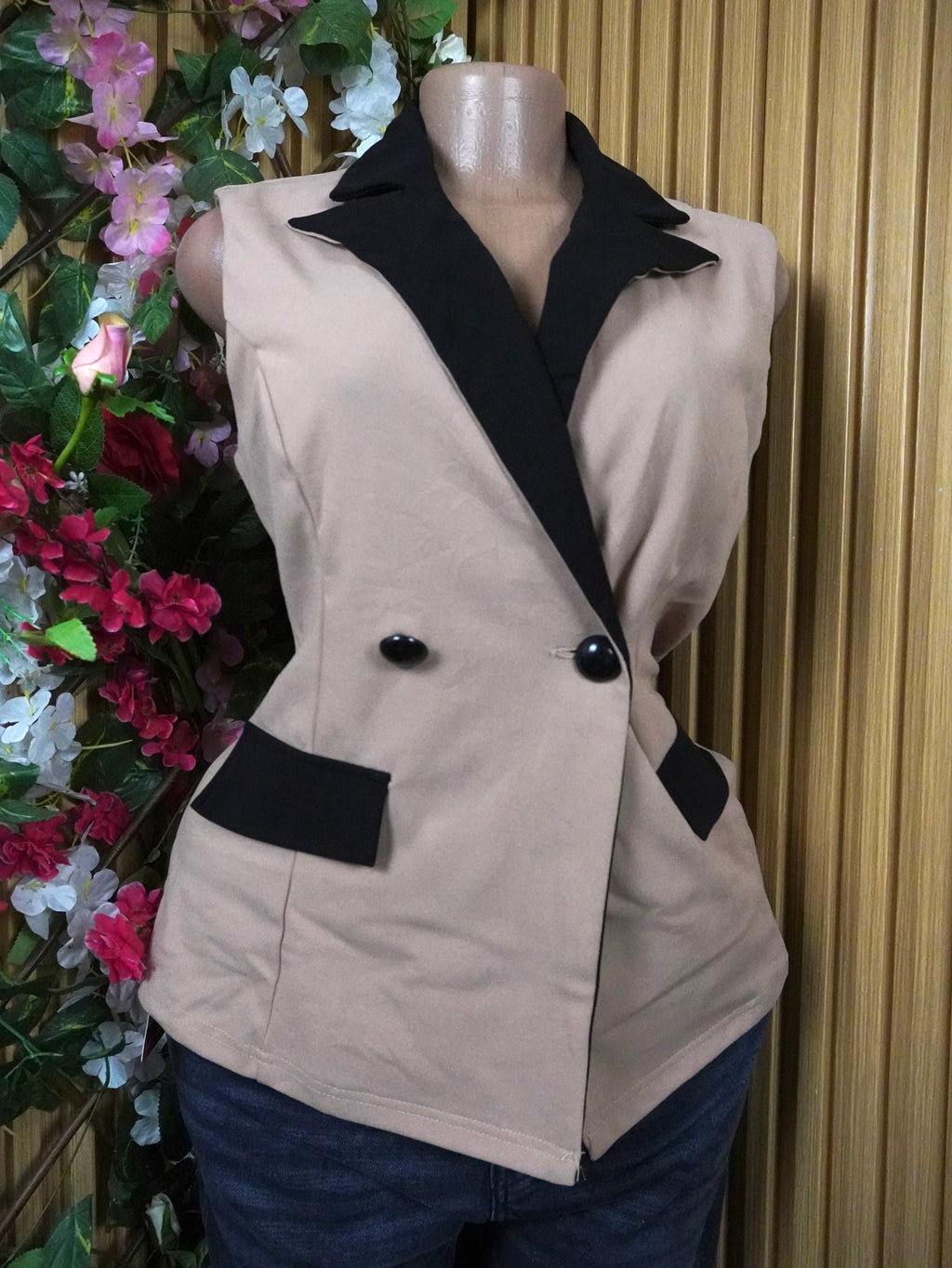 Veste blazer pour femme sans manches-M