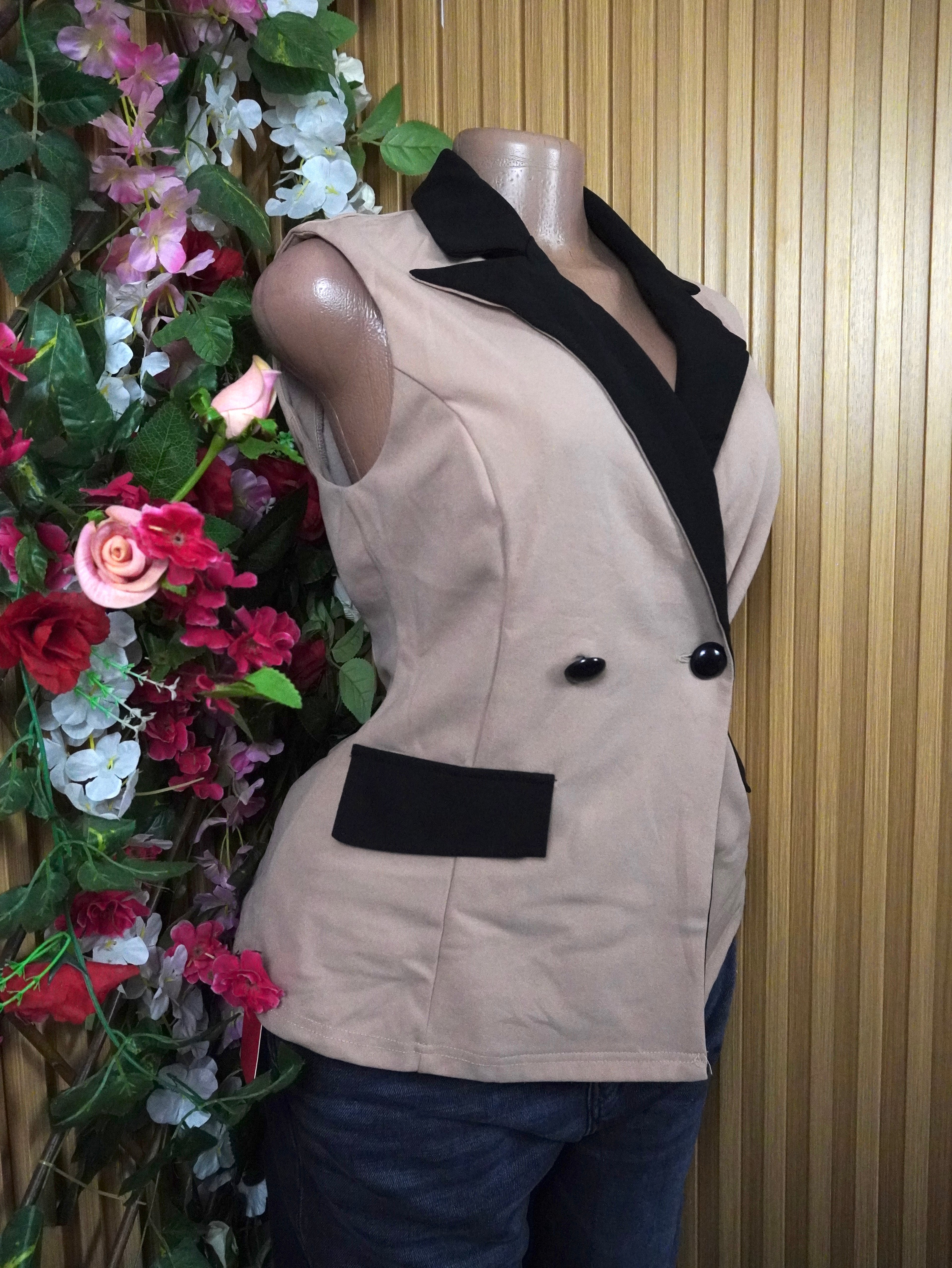 Veste blazer pour femme sans manches-M