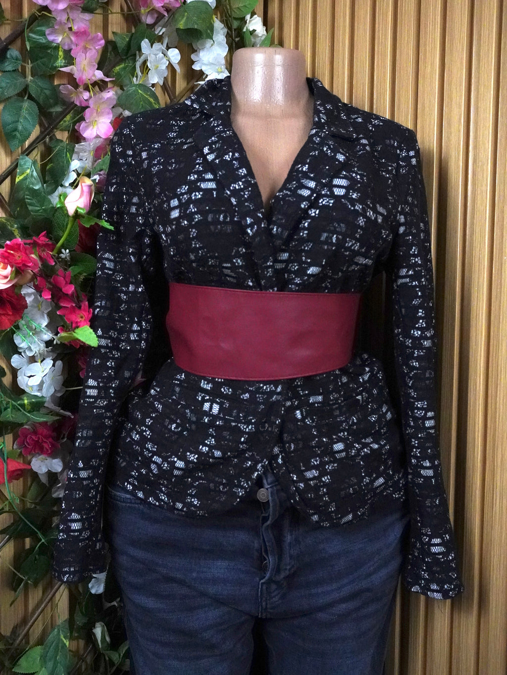 Veste blazer pour femme couleur motif fleurie-S