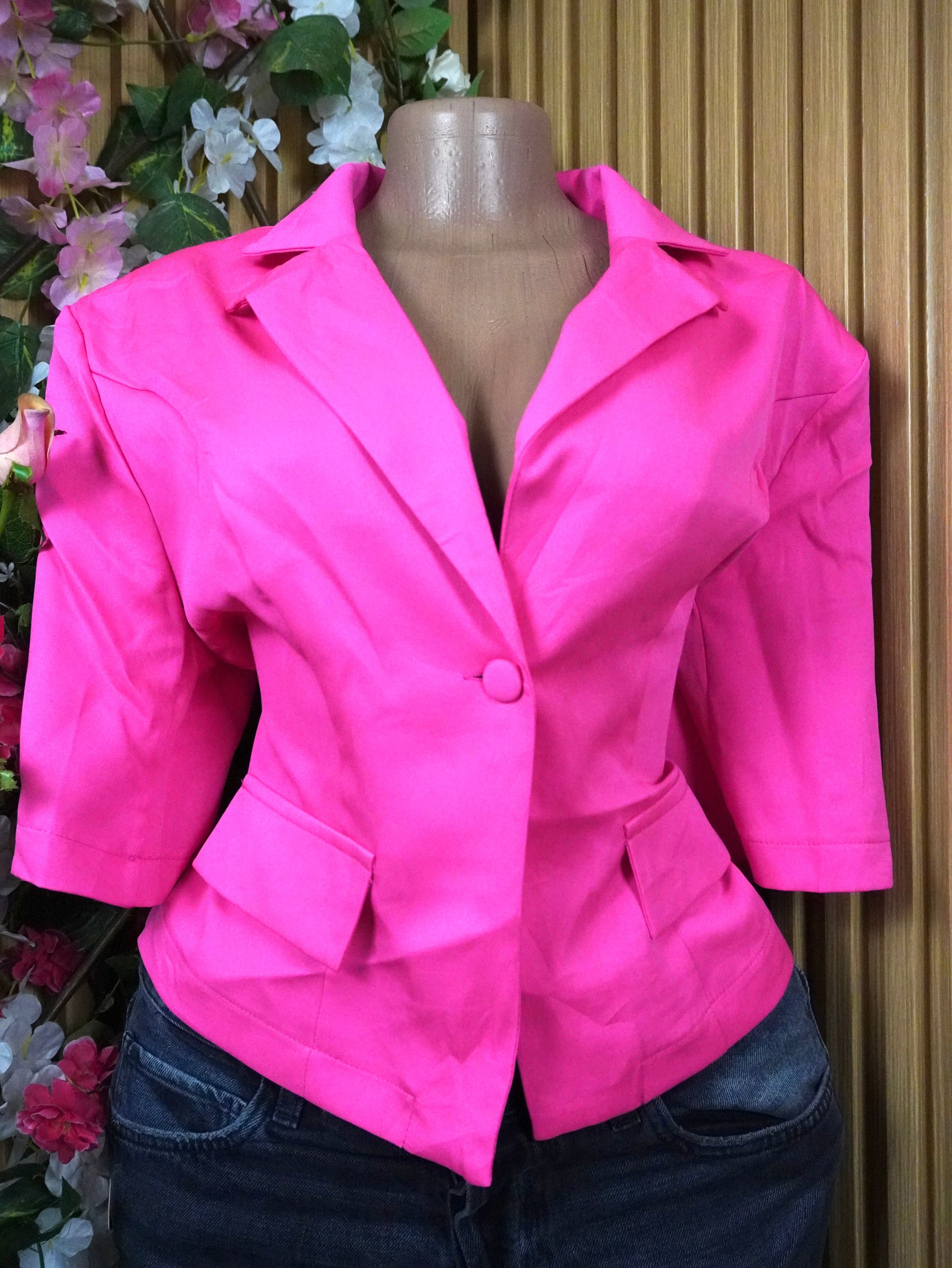 Veste blazer pour femme couleur rose manches courtes-L