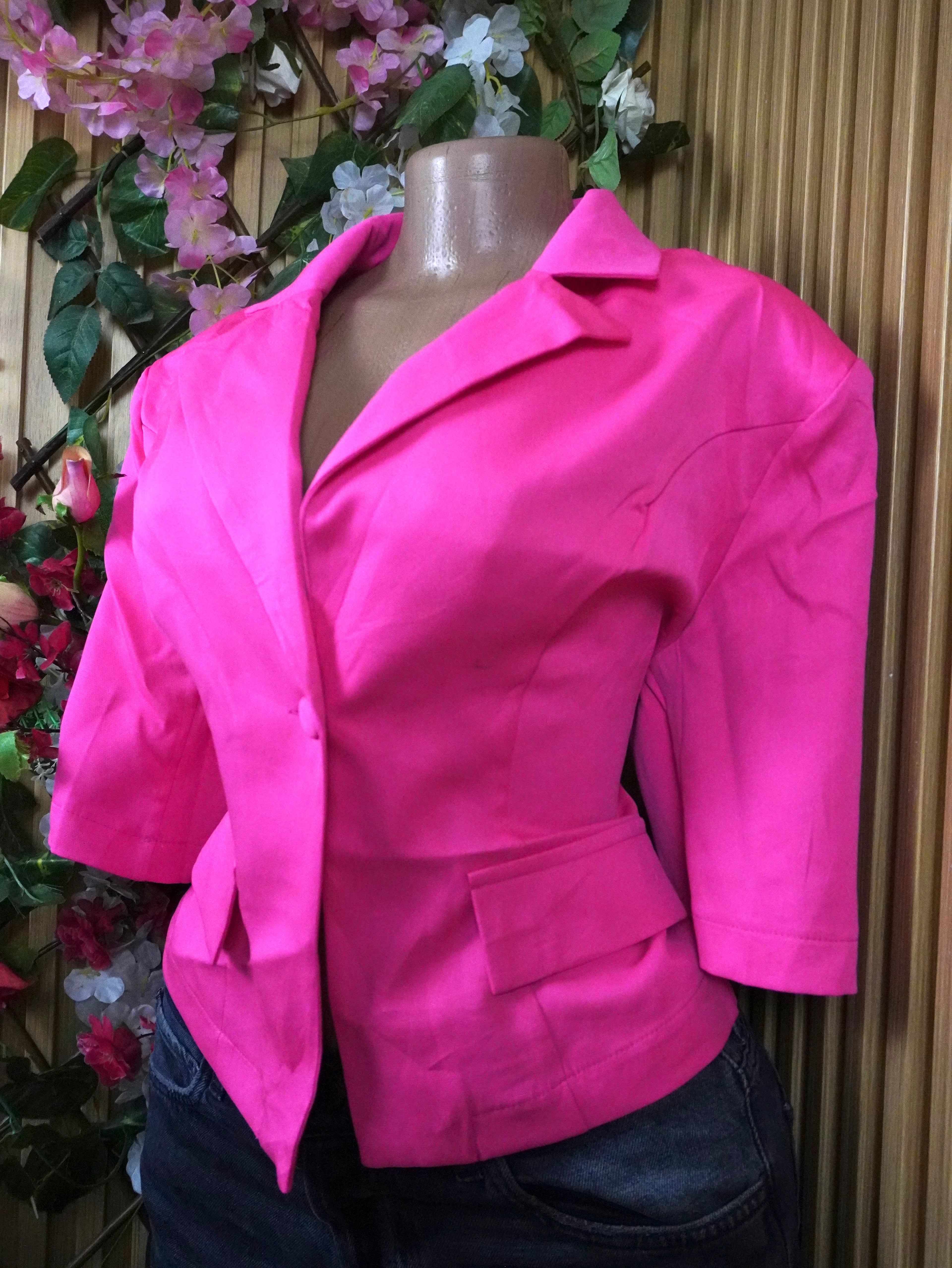 Veste blazer pour femme couleur rose manches courtes-L