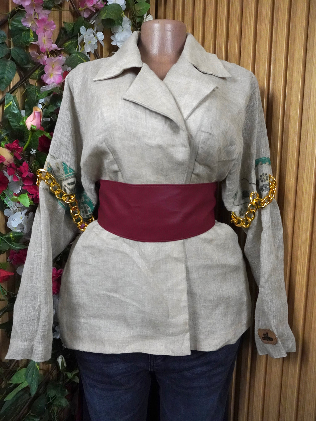Veste blazer pour femme couleur beige stylée-L