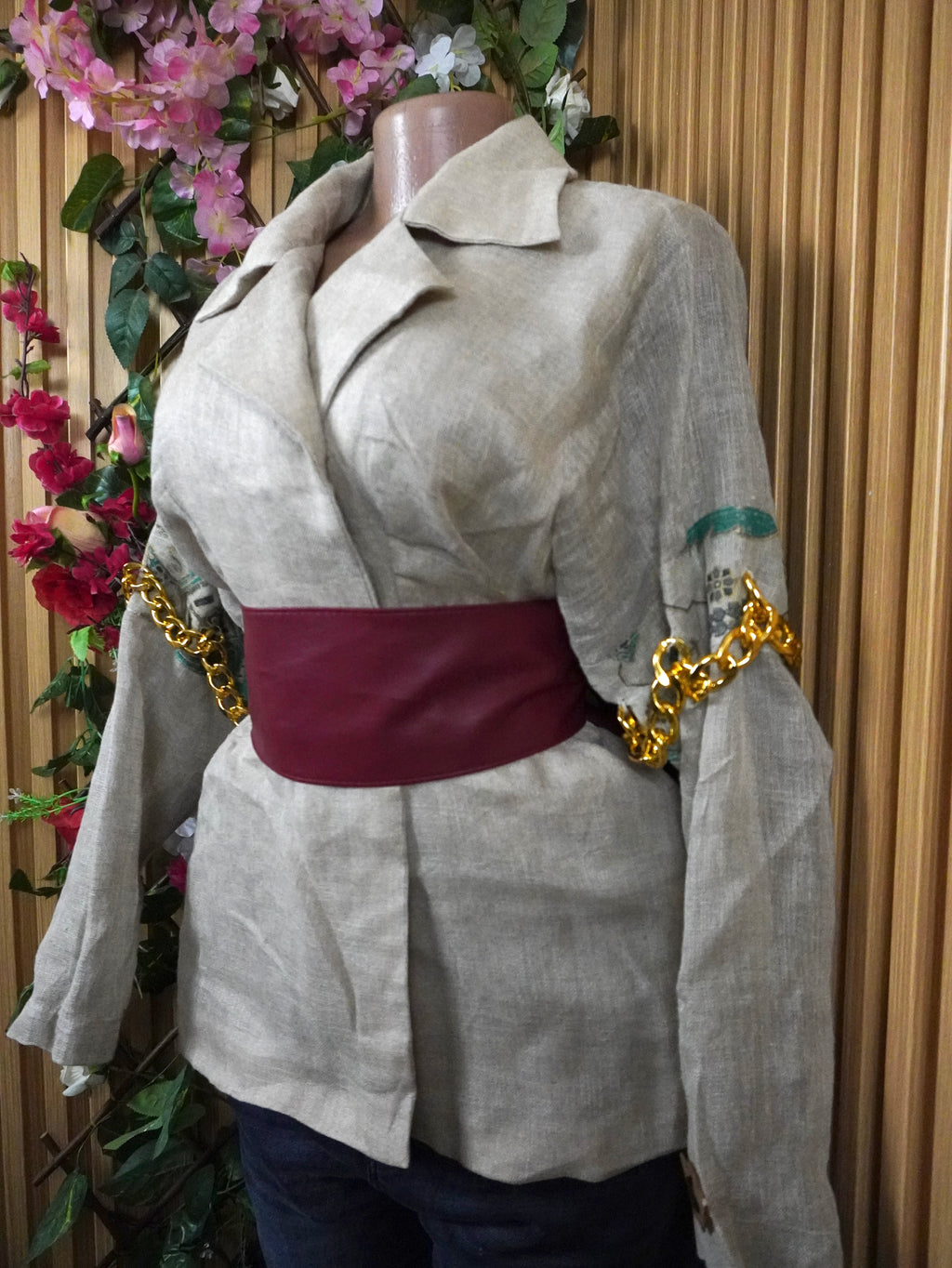 Veste blazer pour femme couleur beige stylée-L