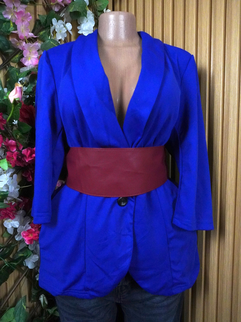 Veste blazer pour femme couleur bleu one bouton-XL