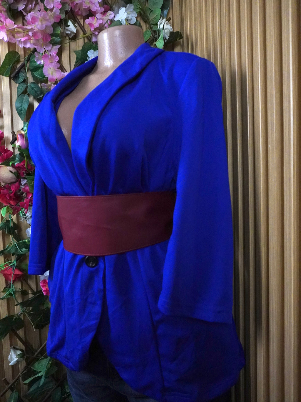 Veste blazer pour femme couleur bleu one bouton-XL