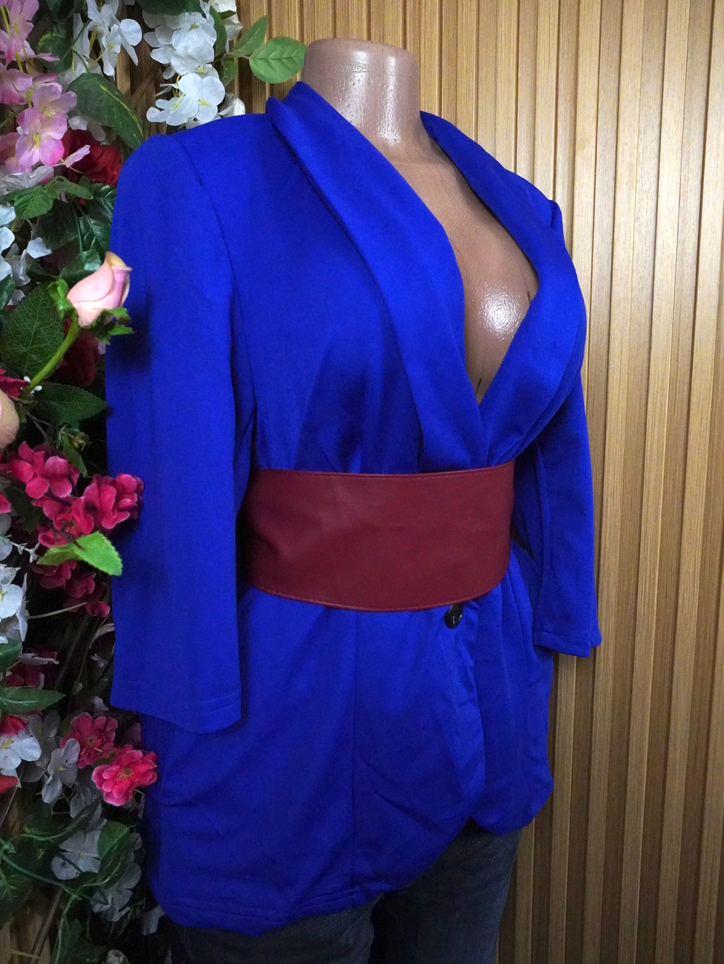 Veste blazer pour femme couleur bleu one bouton-XL