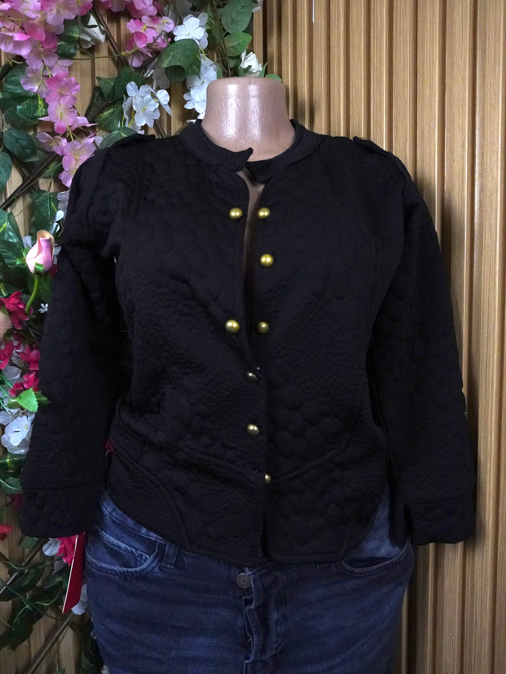 Veste blazer pour femme  couleur noir col mao-XXL