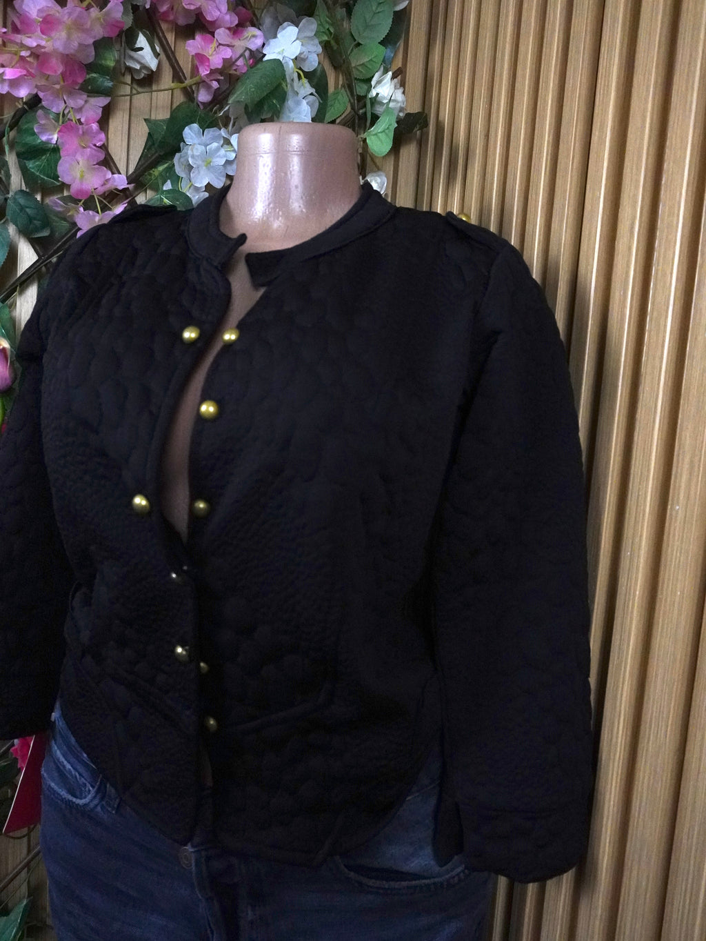 Veste blazer pour femme  couleur noir col mao-XXL