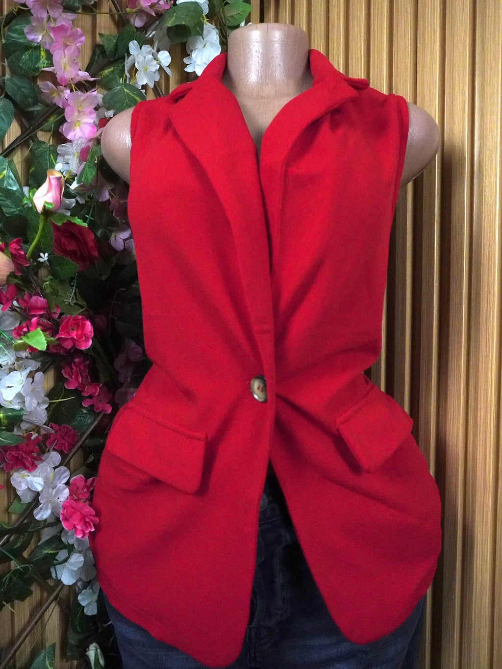 Veste blazer pour femme couleur rouge one boutons-S