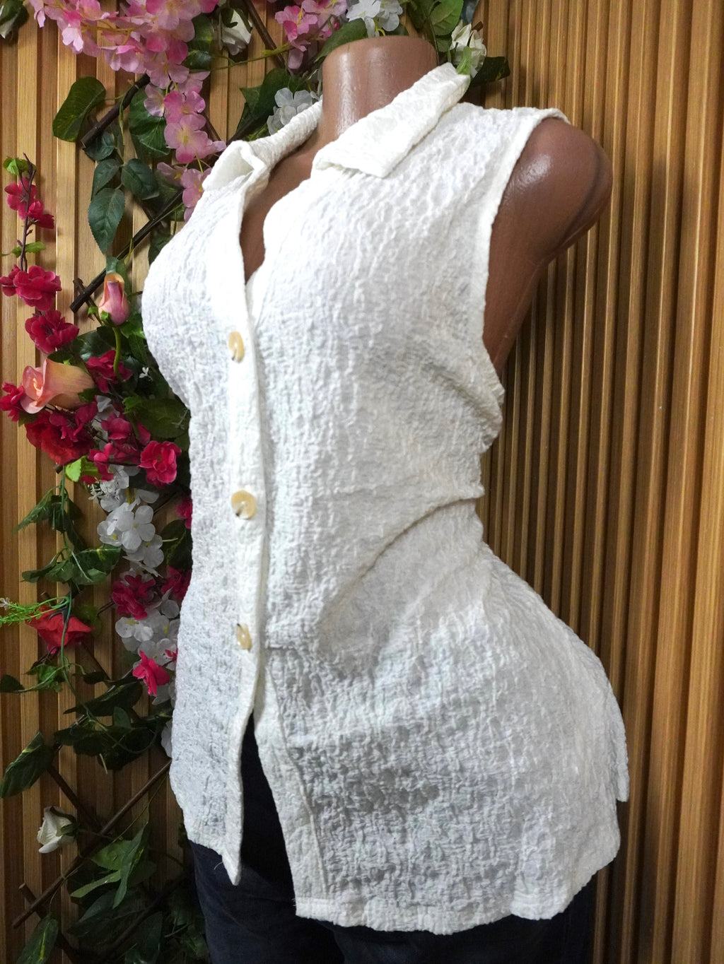 Veste blazer pour couleur blanche sans manches-L