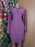 Robe évasée manches longues col chemise-L