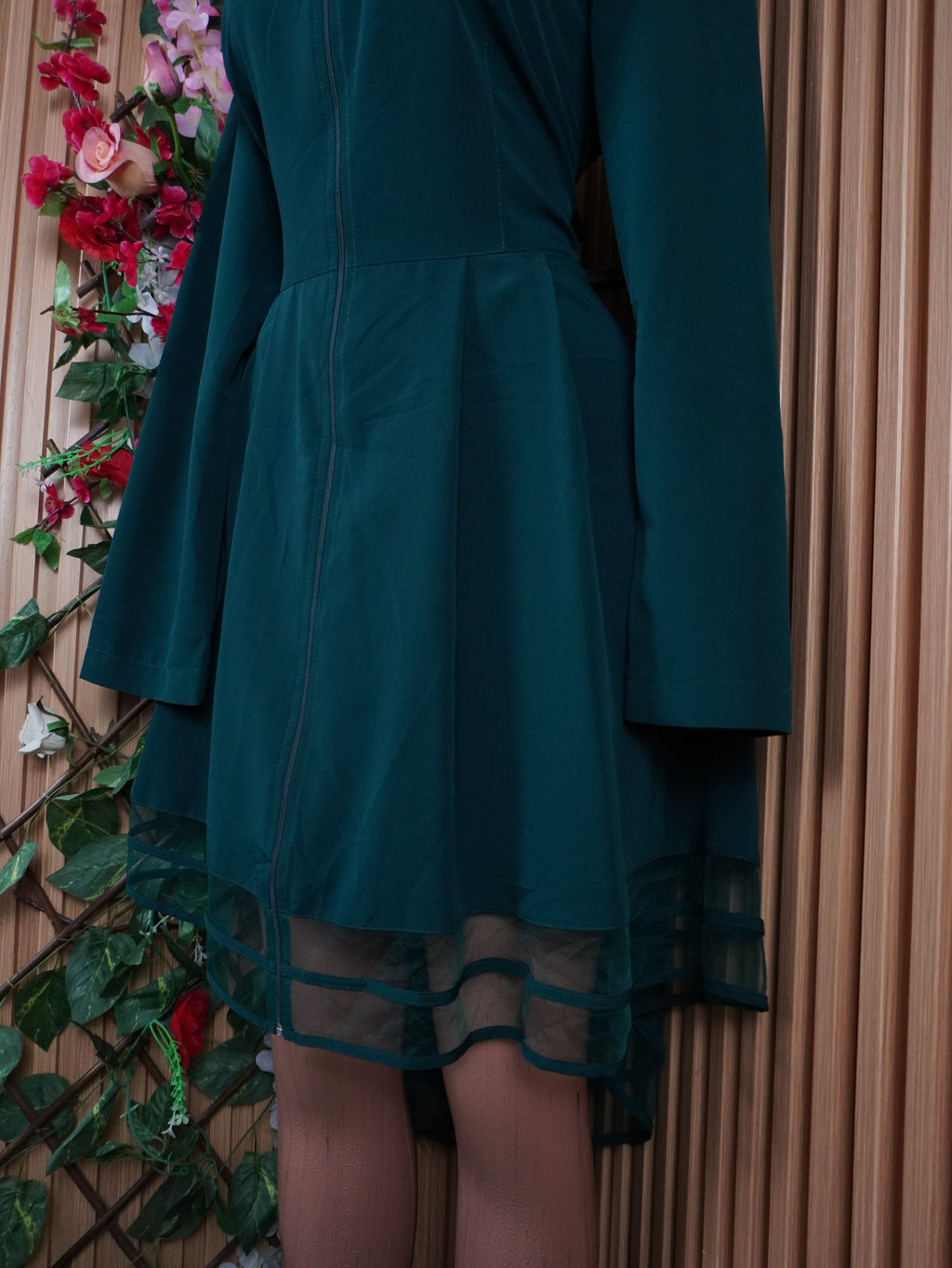 Robe évasée manches longues décolletée-XL