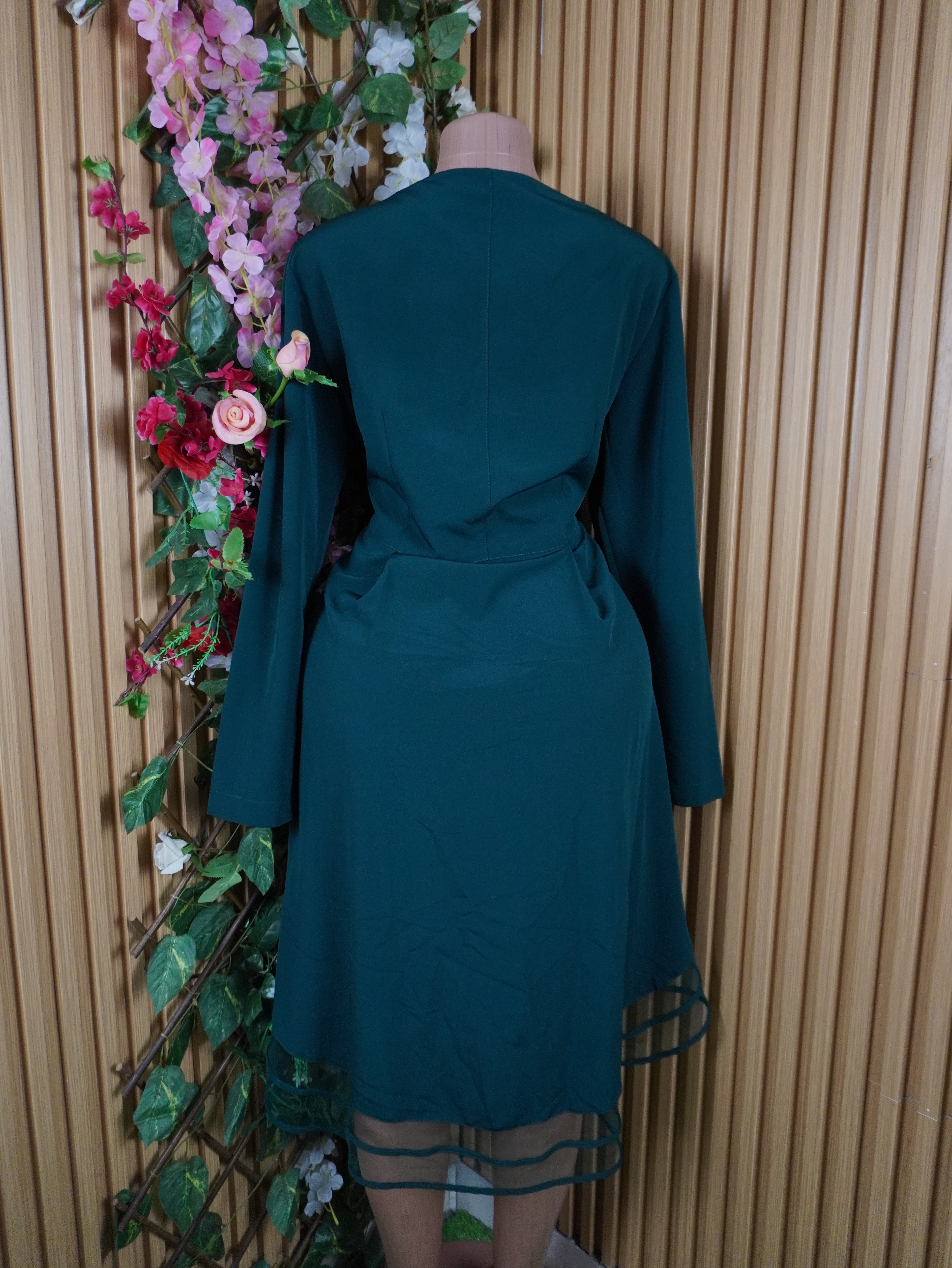 Robe évasée manches longues décolletée-XL