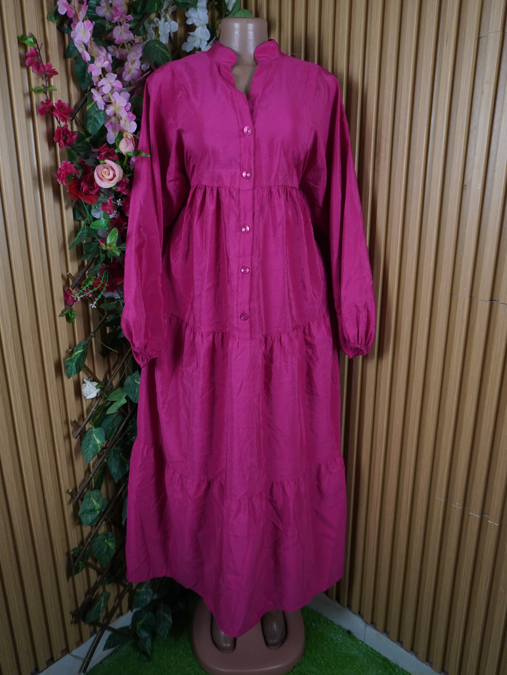 Robe évasée manches longues décolletée-XXXL