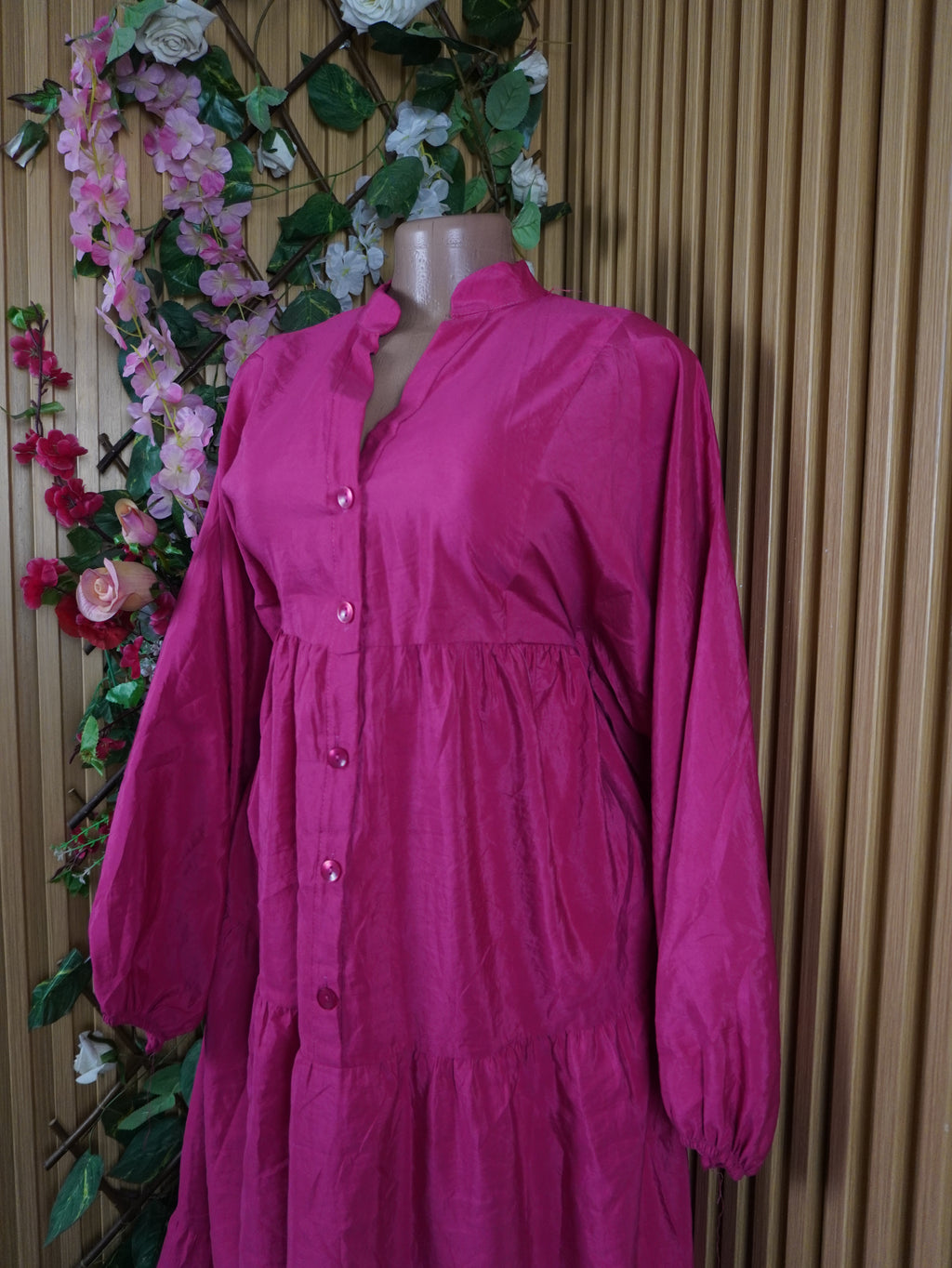 Robe évasée manches longues décolletée-XXXL