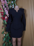 Robe moulante slim manches longues décolletée-L