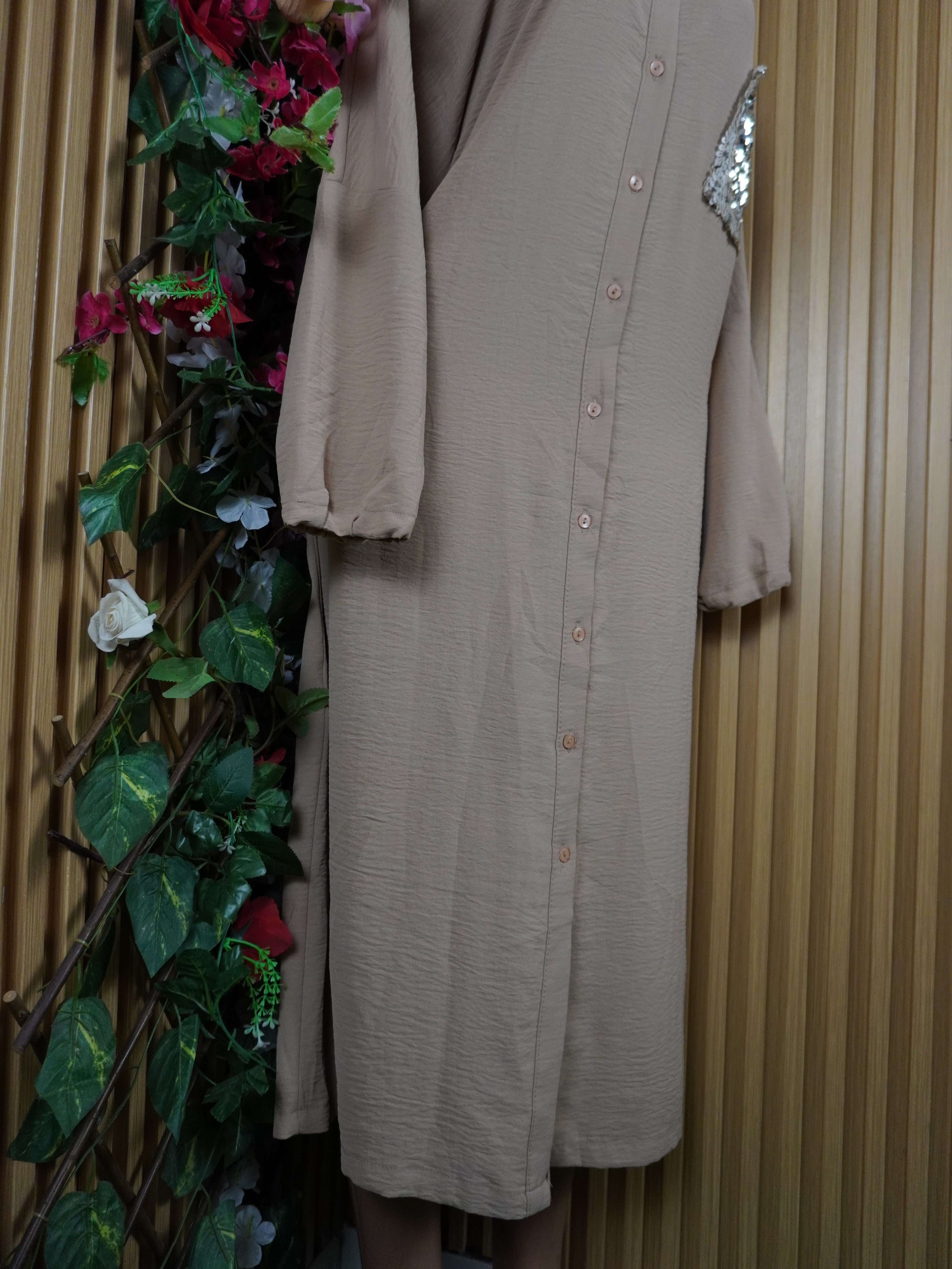 Robe droite longues manches longues col chemise-XXXL