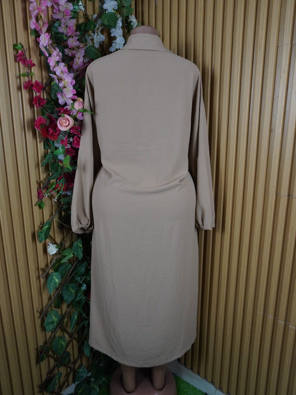 Robe droite longues manches longues col chemise-XXXL