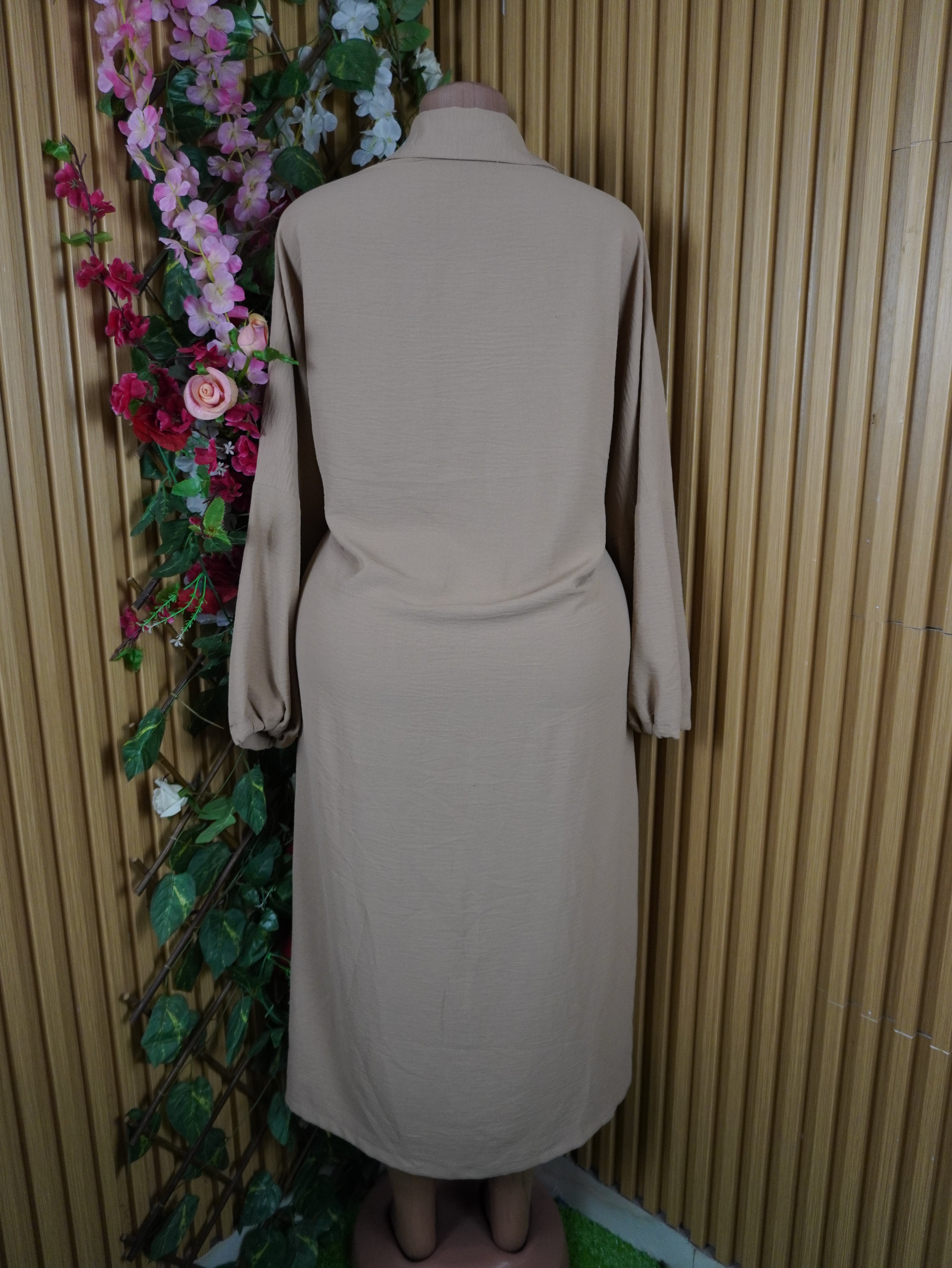 Robe droite longues manches longues col chemise-XXXL