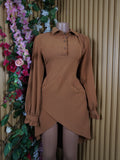 Robe évasée manches longues col chemise-XL