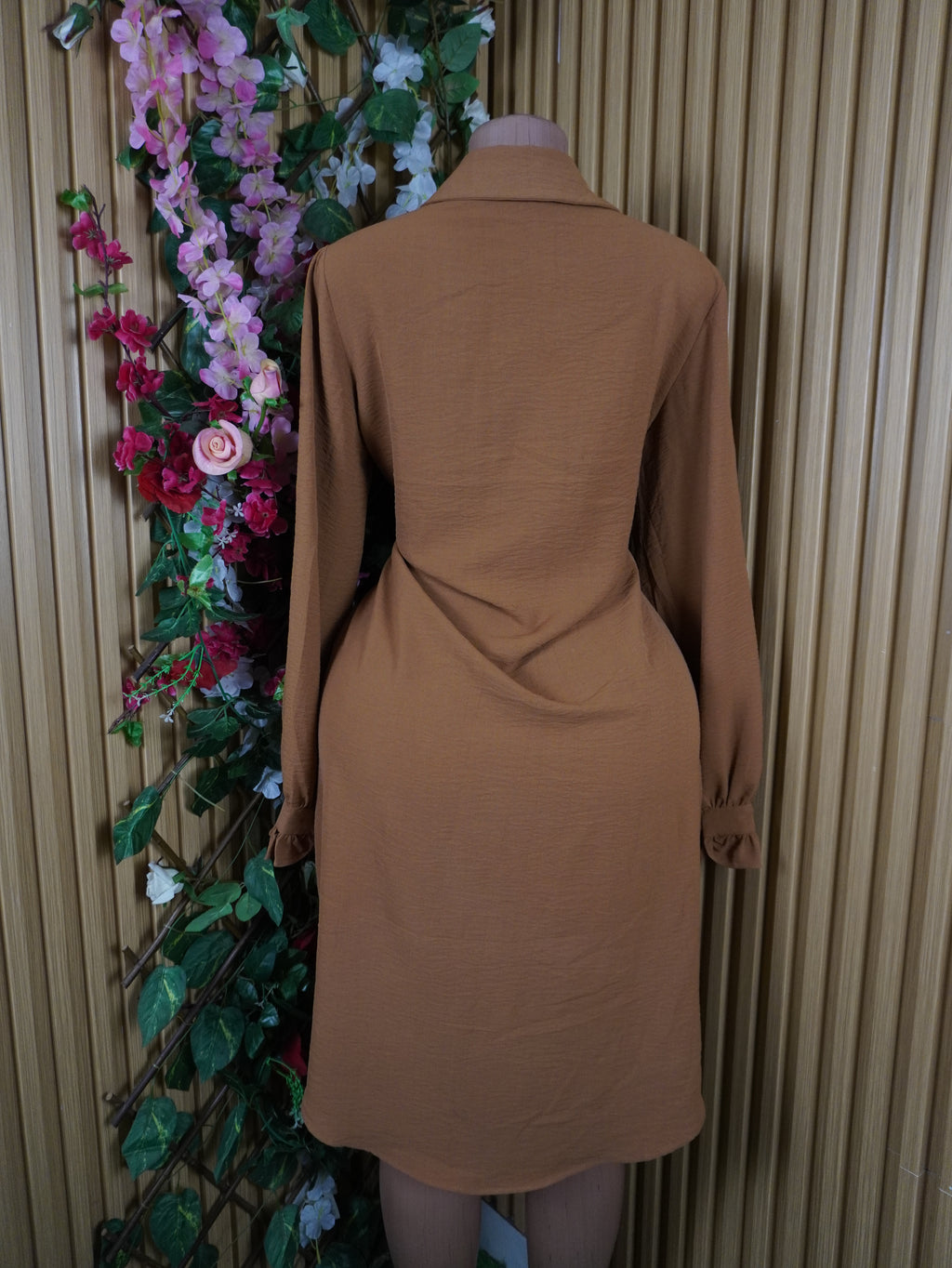 Robe évasée manches longues col chemise-XL