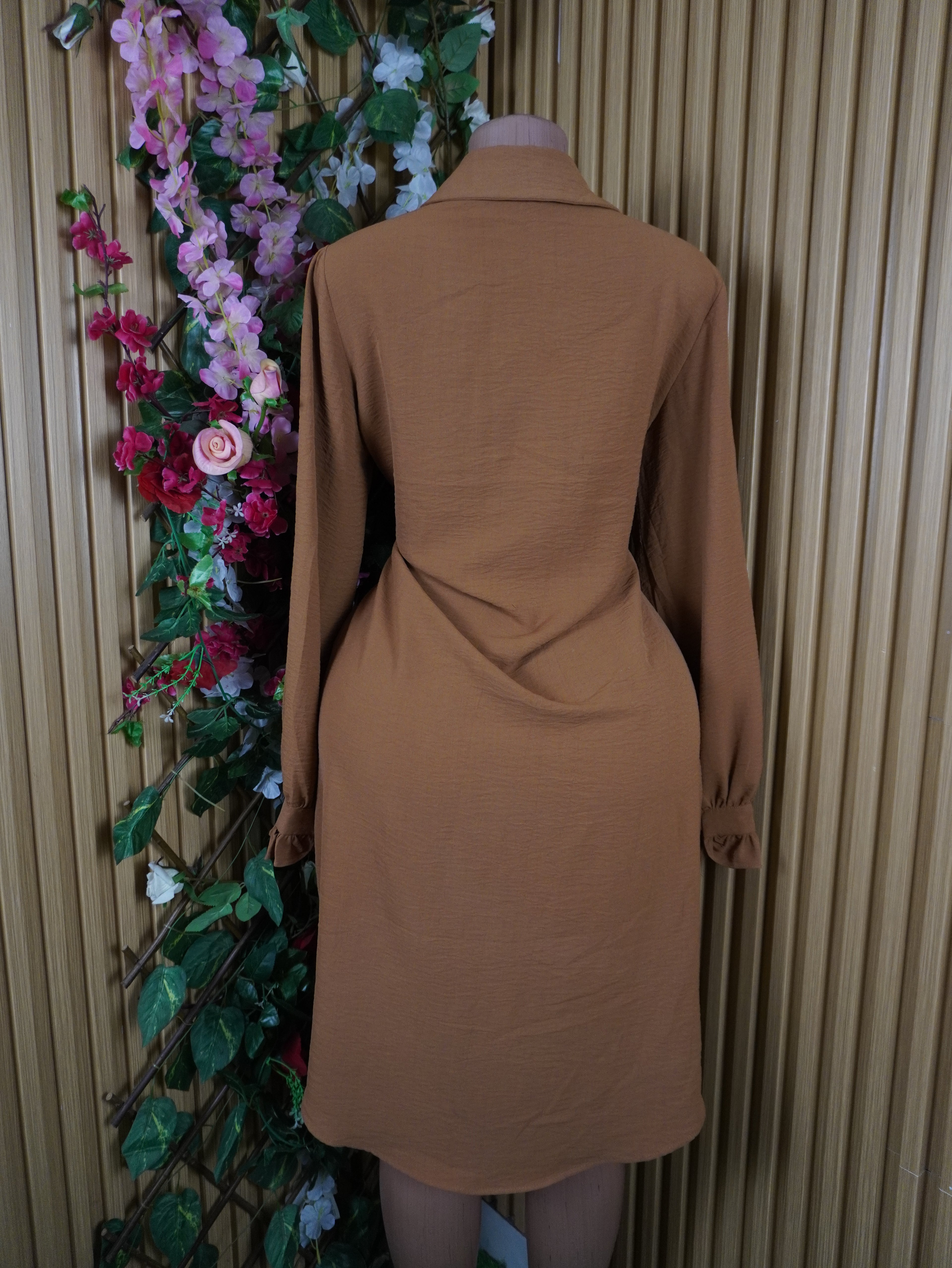 Robe évasée manches longues col chemise-XL