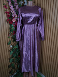Robe évasée manches longues en satain-M