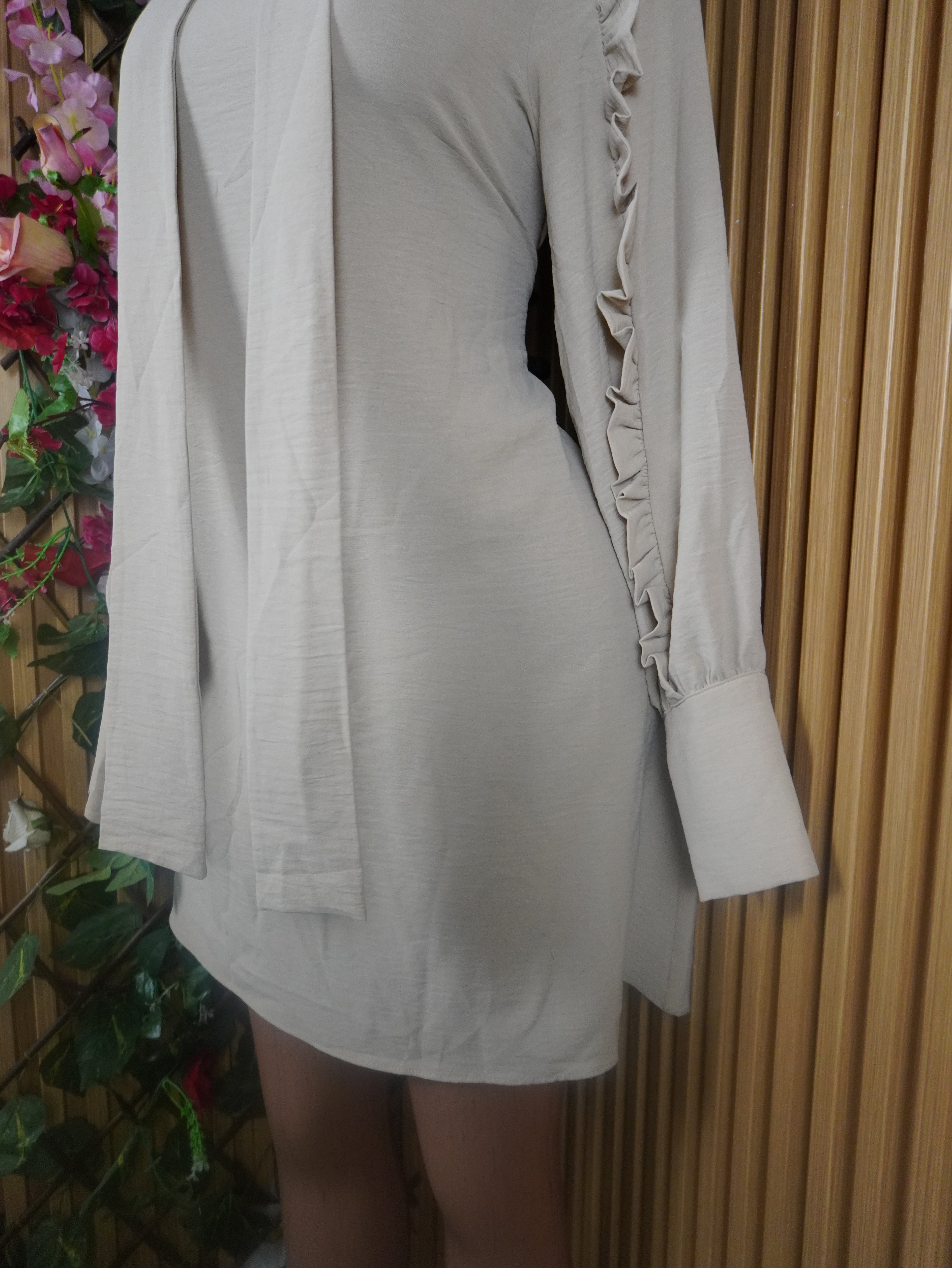 Robe évasée stylée manches longues-M
