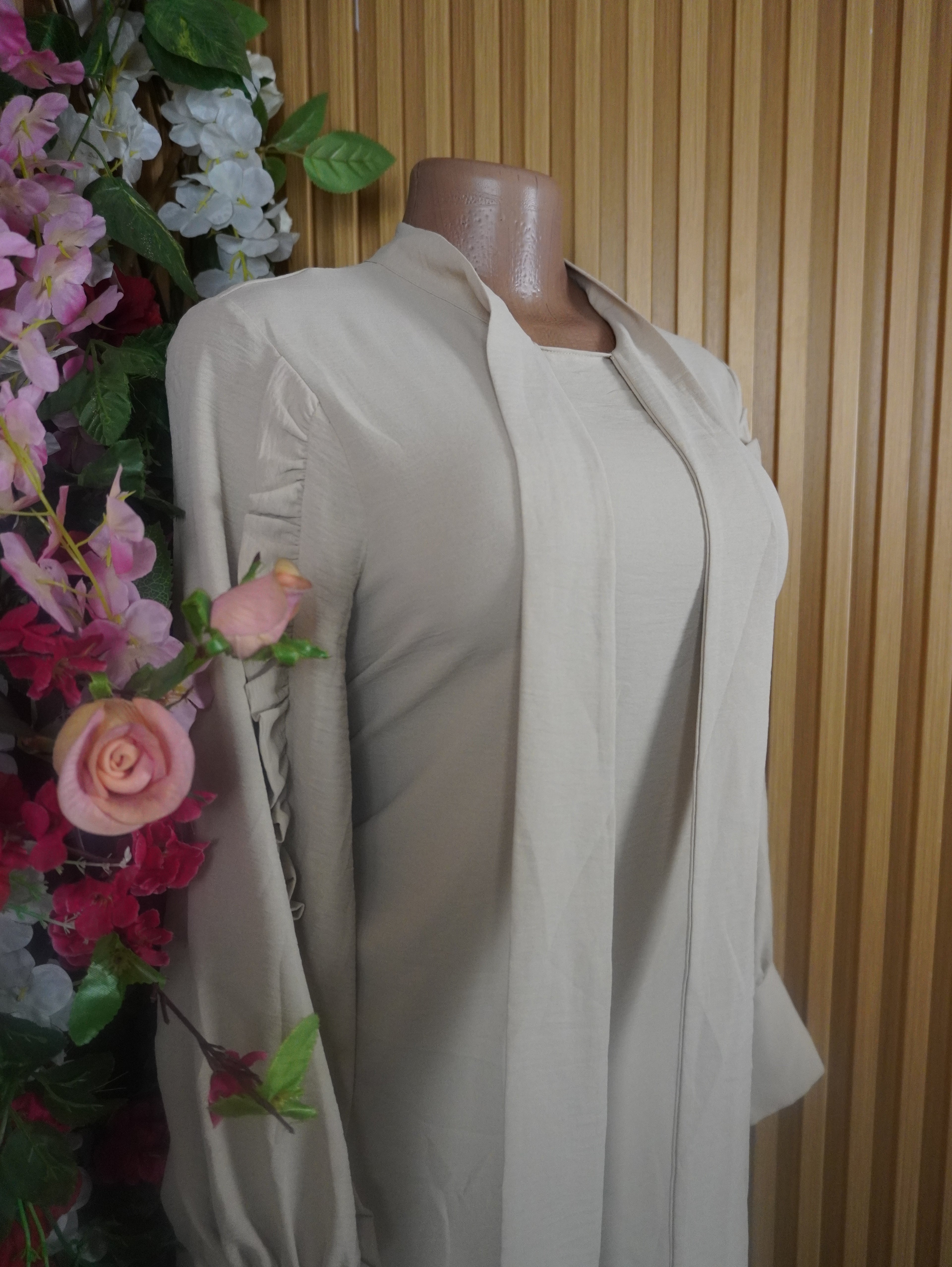 Robe évasée stylée manches longues-M