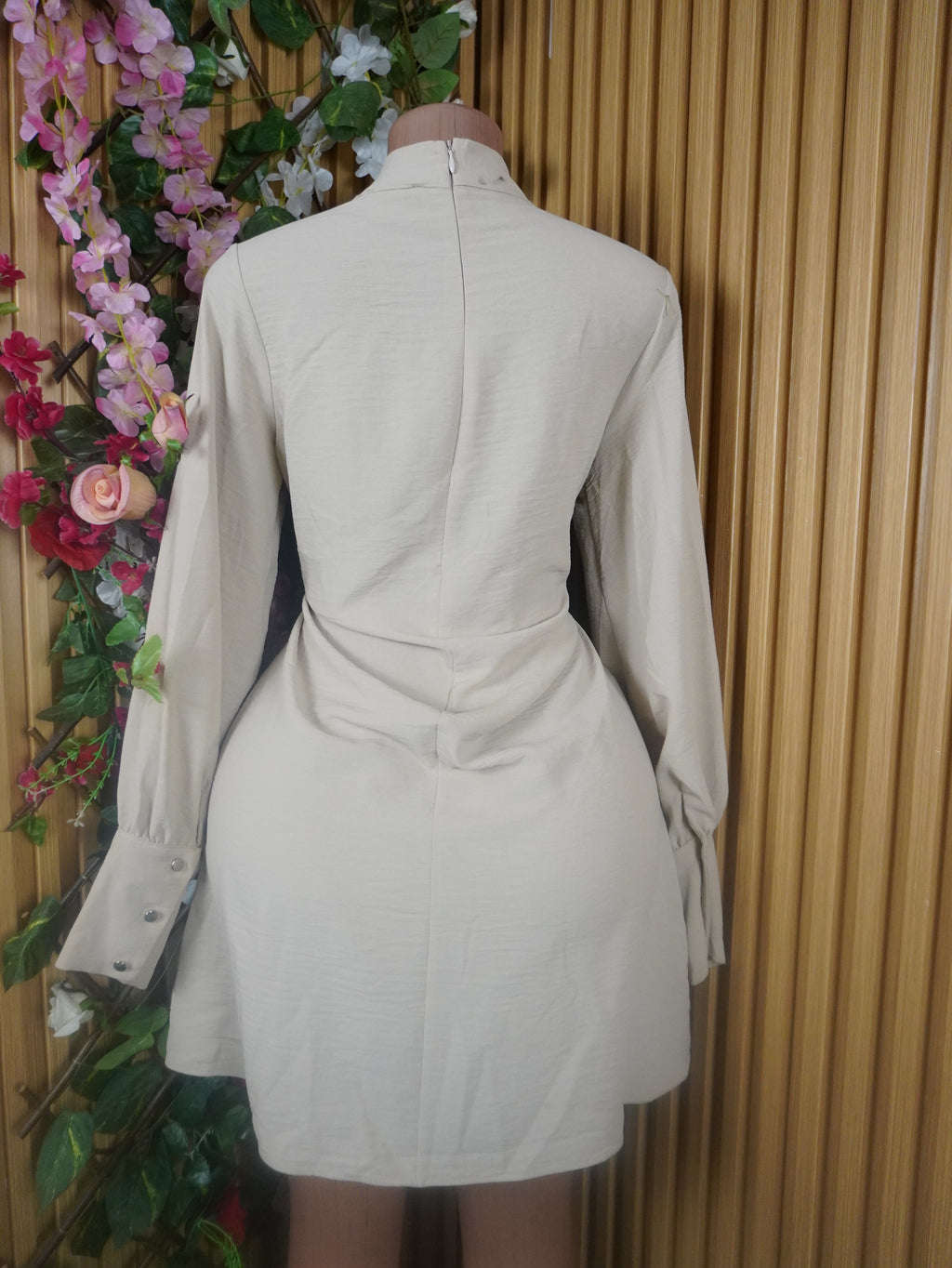 Robe évasée stylée manches longues-M