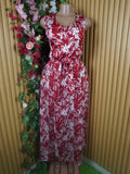 Robe évasée longue sans manches imprimée fleurie-M