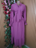 Robe évasée longue manches longues plissée-L (Copie)