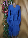Robe évasée longue manches longues plissée-L