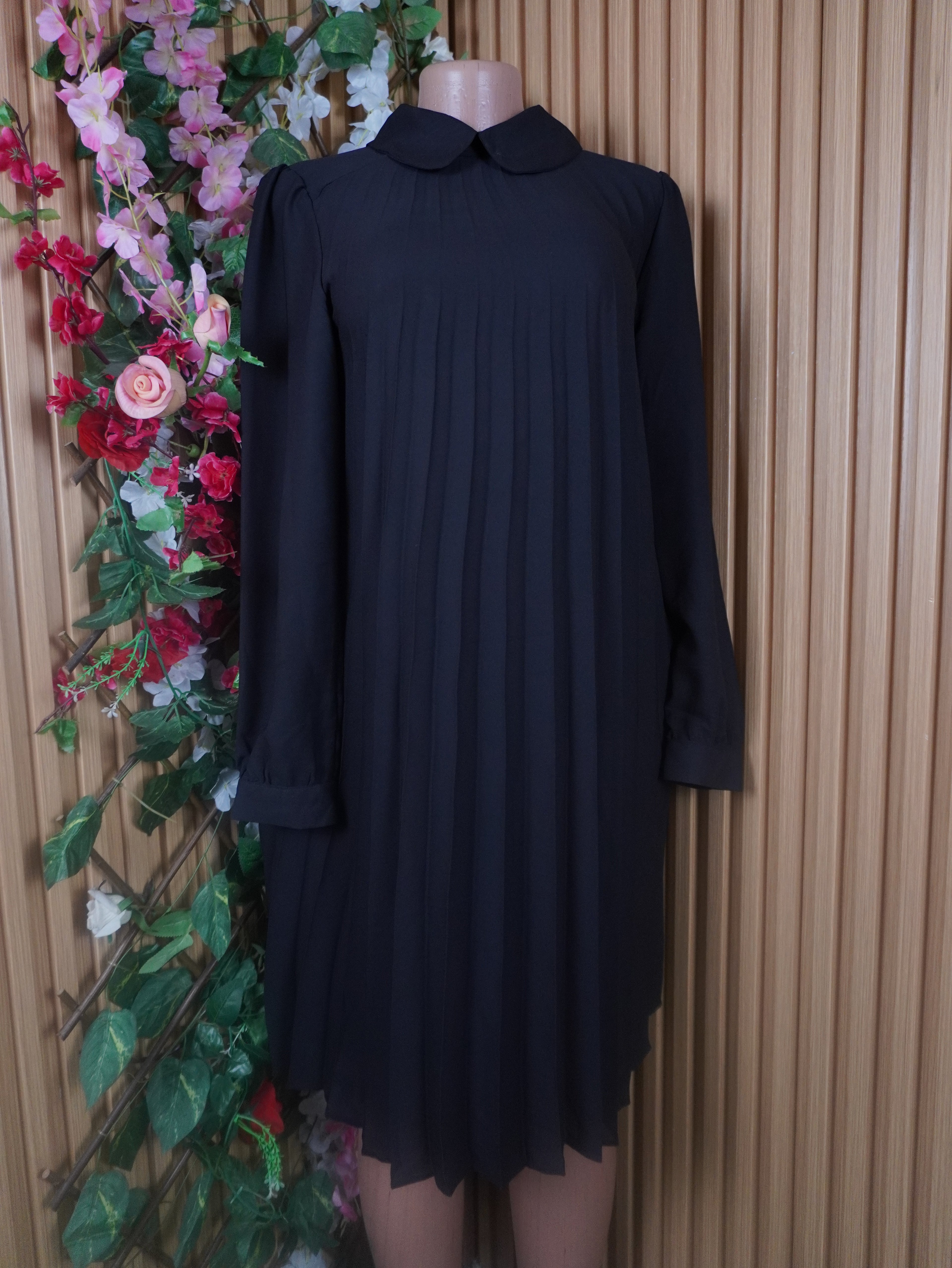 Robe évasée manches longue colle chemise - M