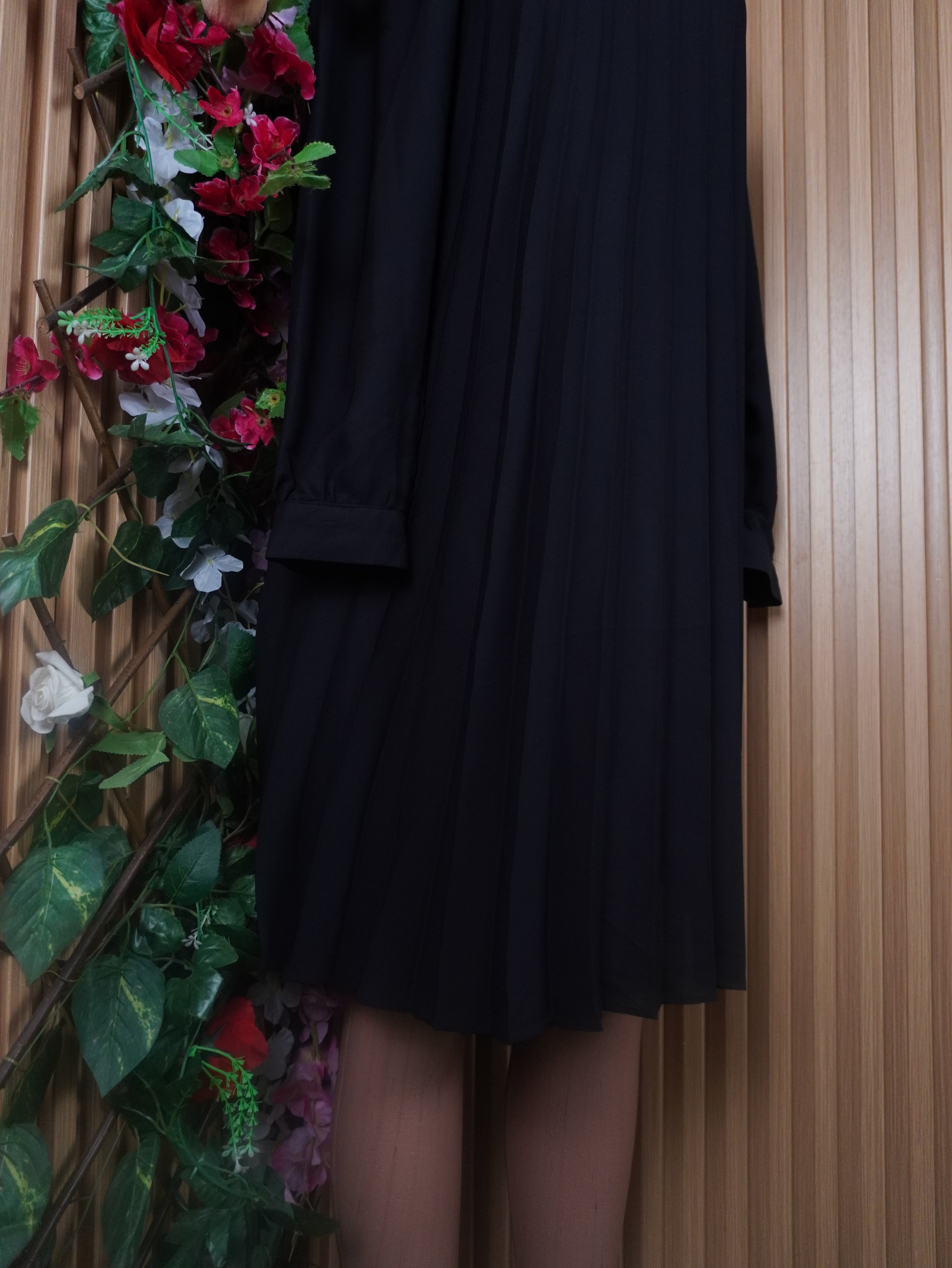 Robe évasée manches longue colle chemise - M
