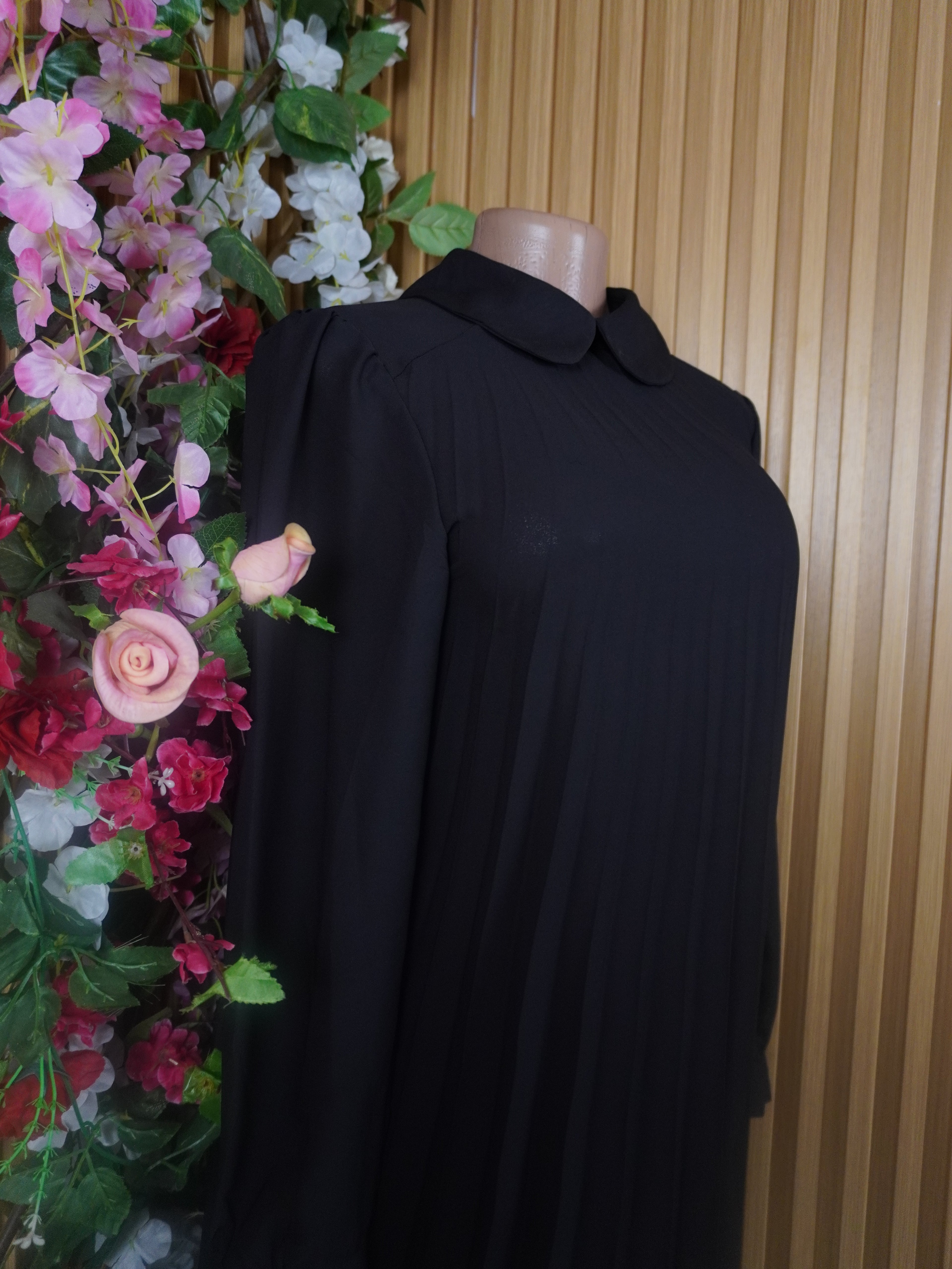 Robe évasée manches longue colle chemise - M