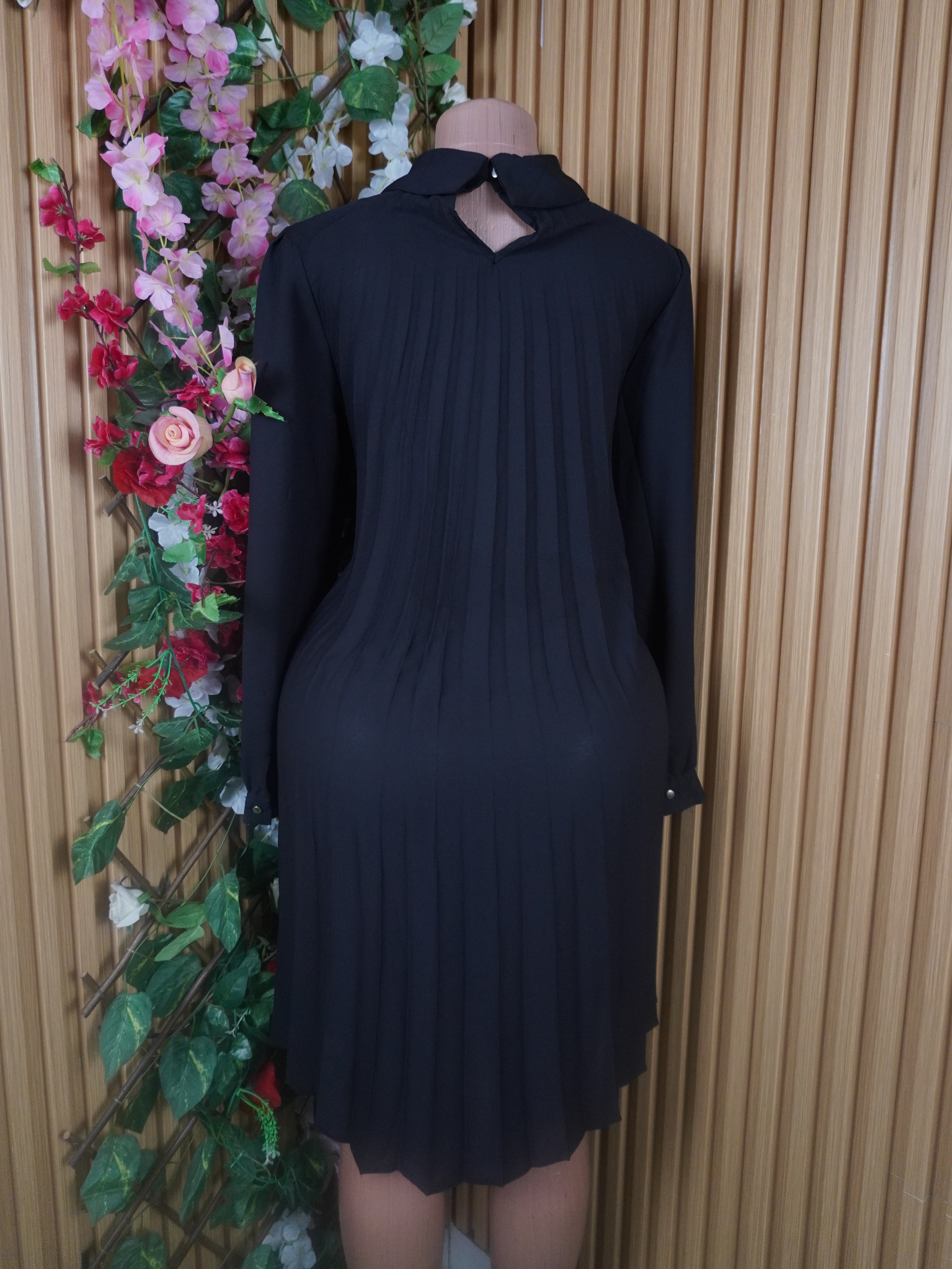 Robe évasée manches longue colle chemise - M