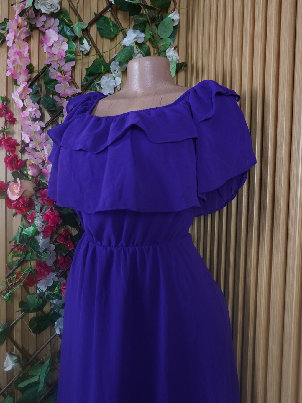 Robe évasée mi-longue manches courtes-M