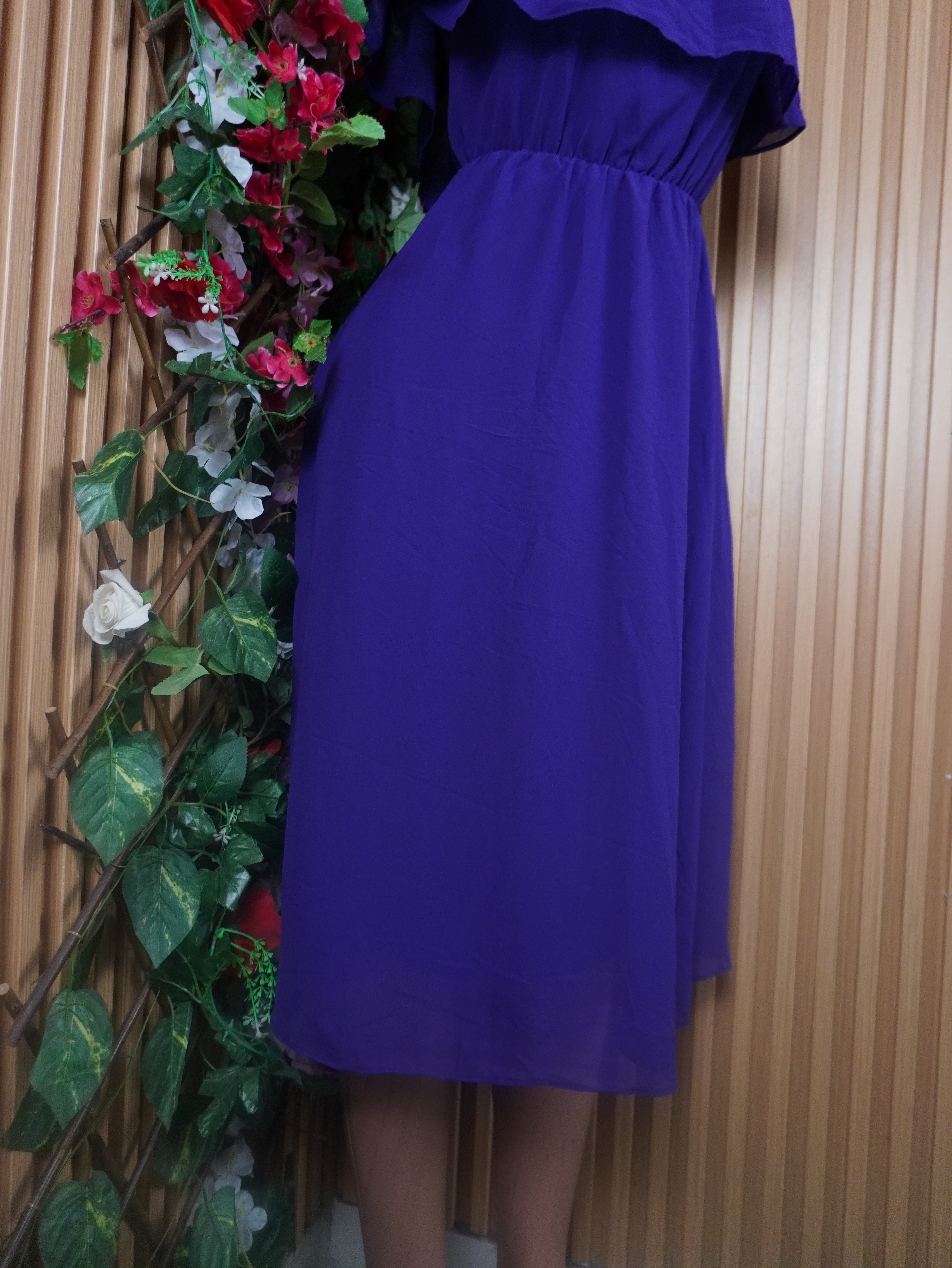 Robe évasée mi-longue manches courtes-M