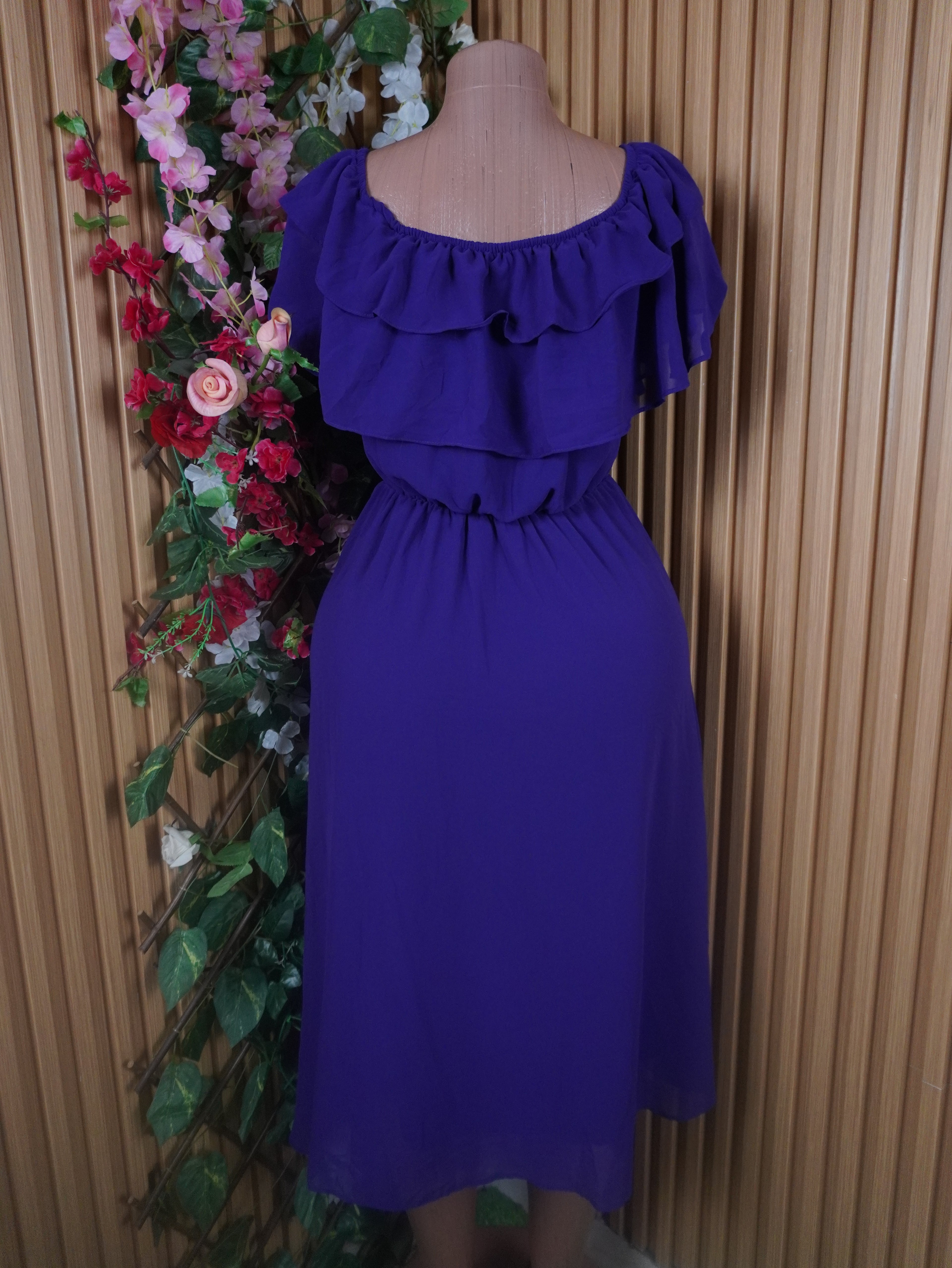 Robe évasée mi-longue manches courtes-M