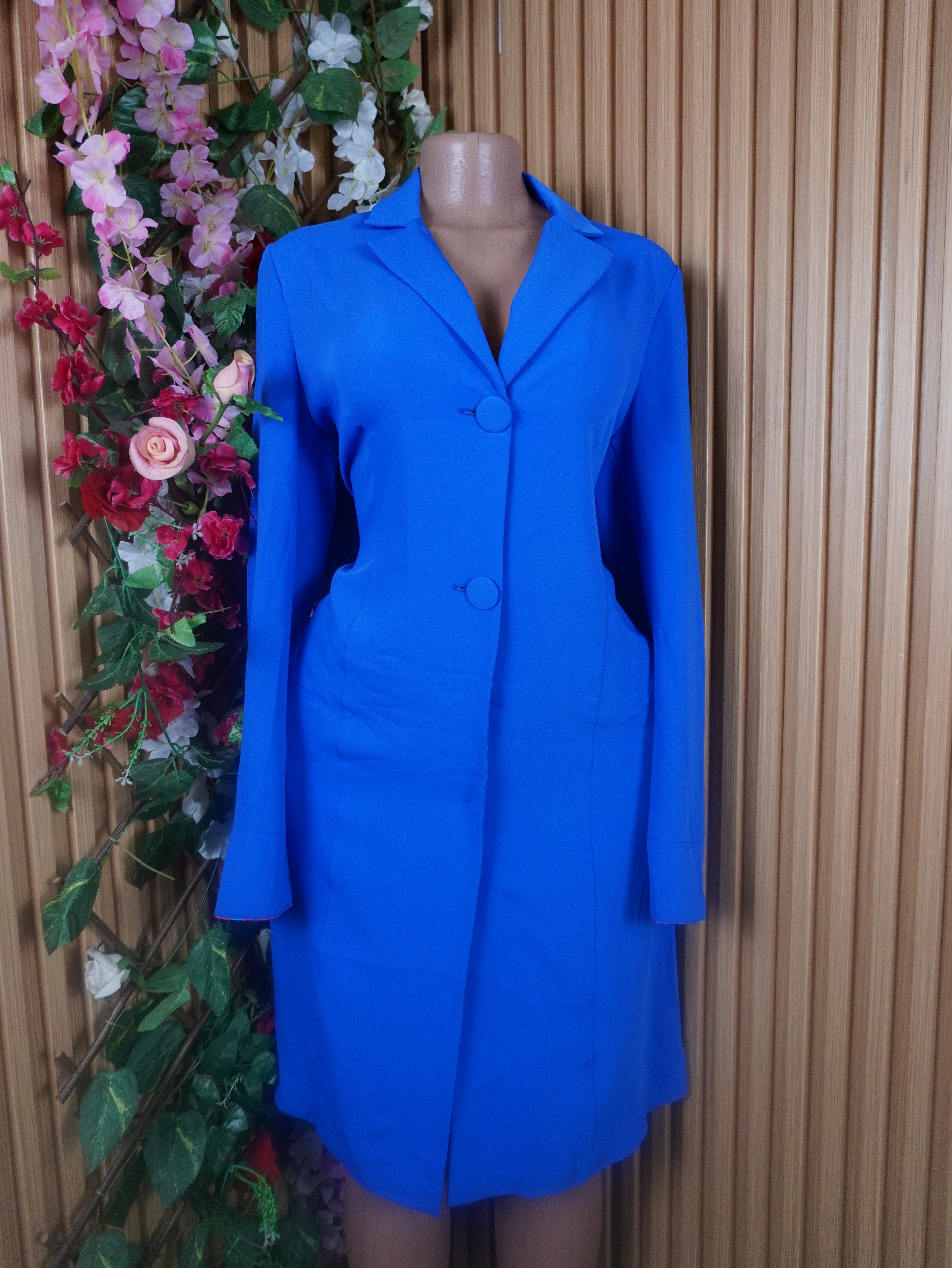 Robe évasée manches longues col chemise-L