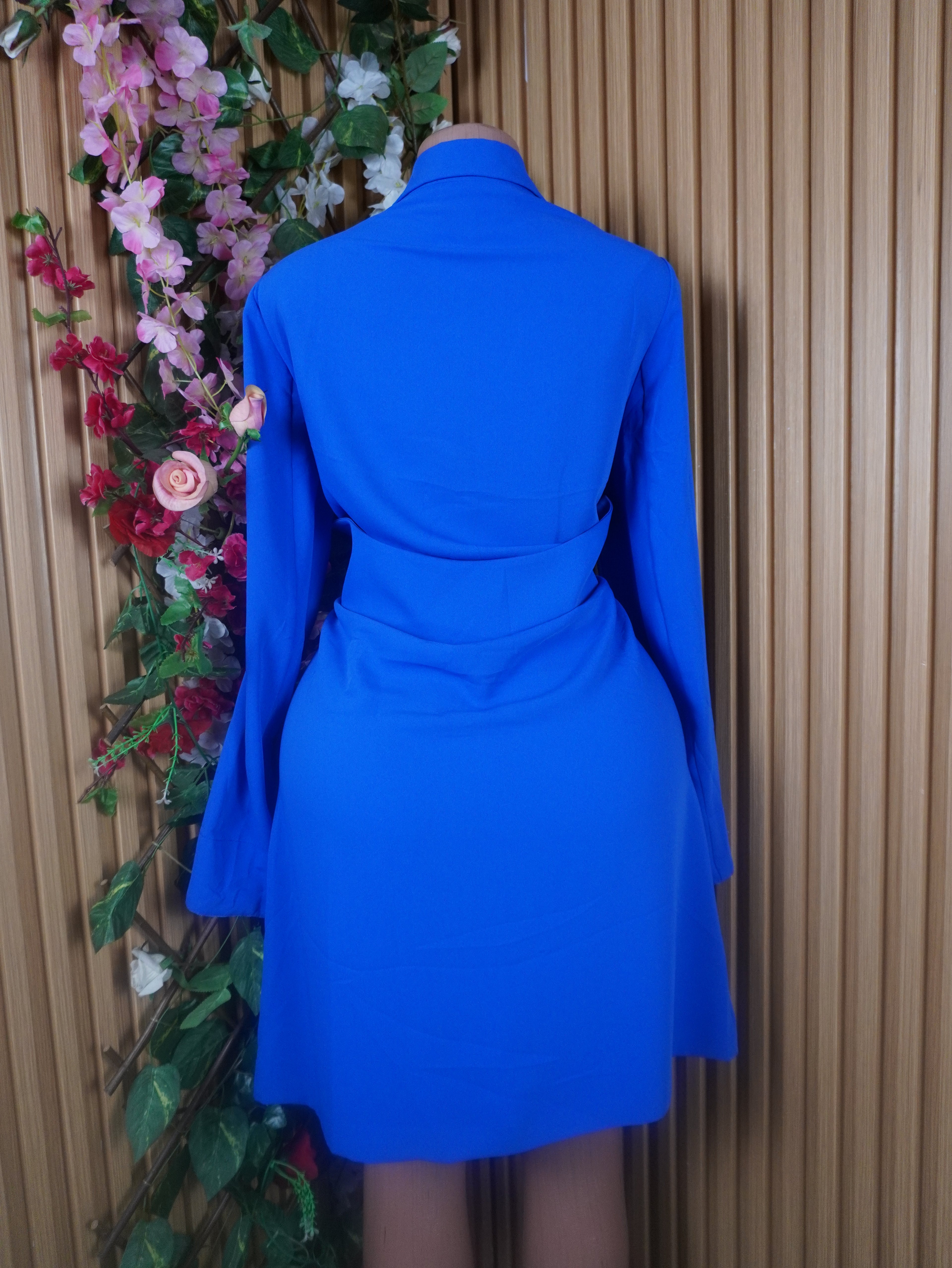 Robe évasée manches longues col chemise-L