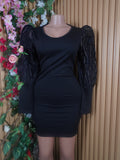 Robe moulante slim manches longues-S